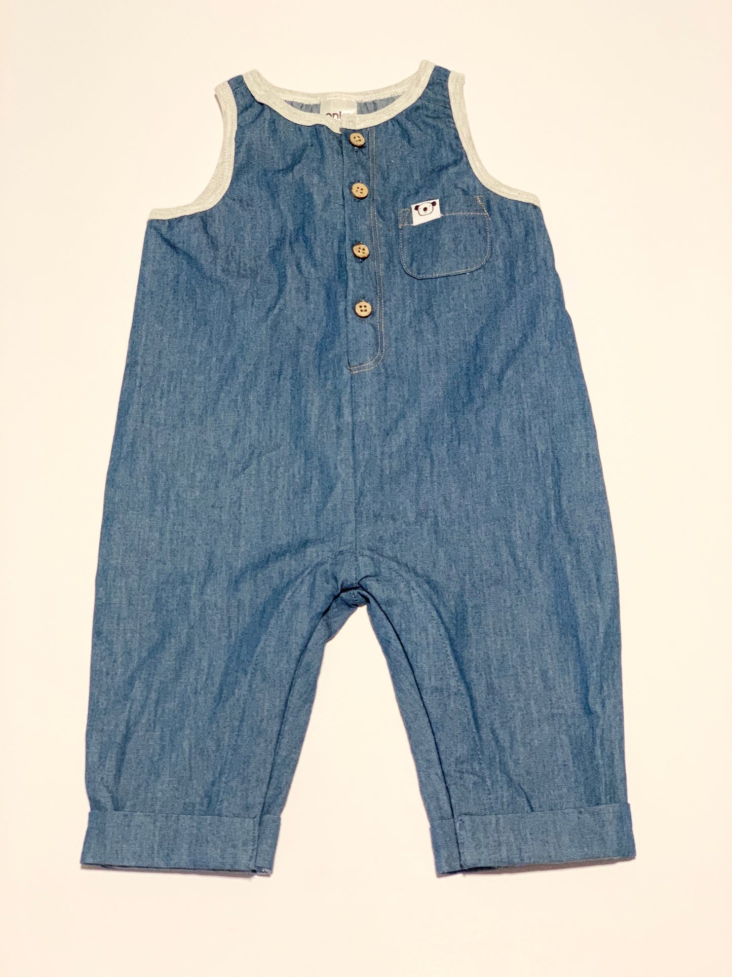 Blue button romper - Size 00