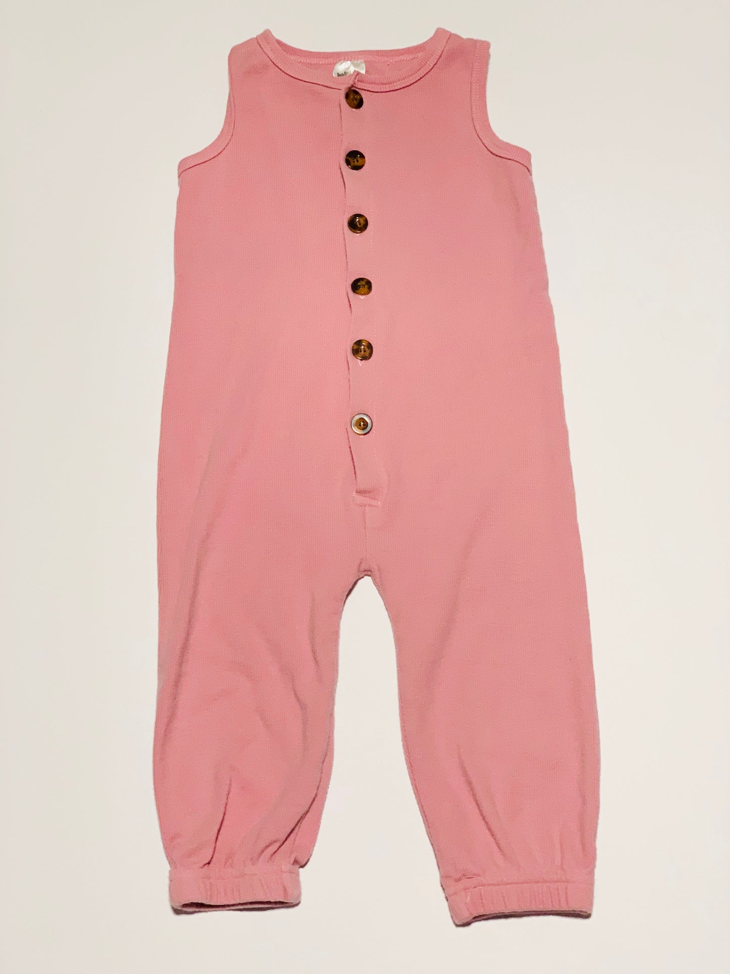 Ribbed button romper - Size 2