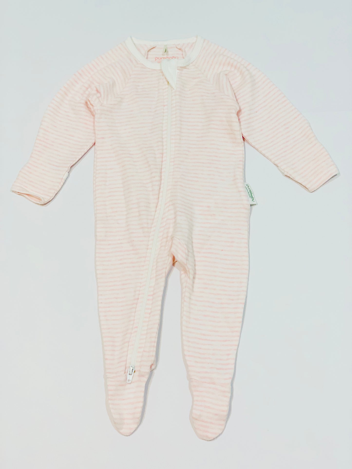 Pink stripe zip onesie - Size 000