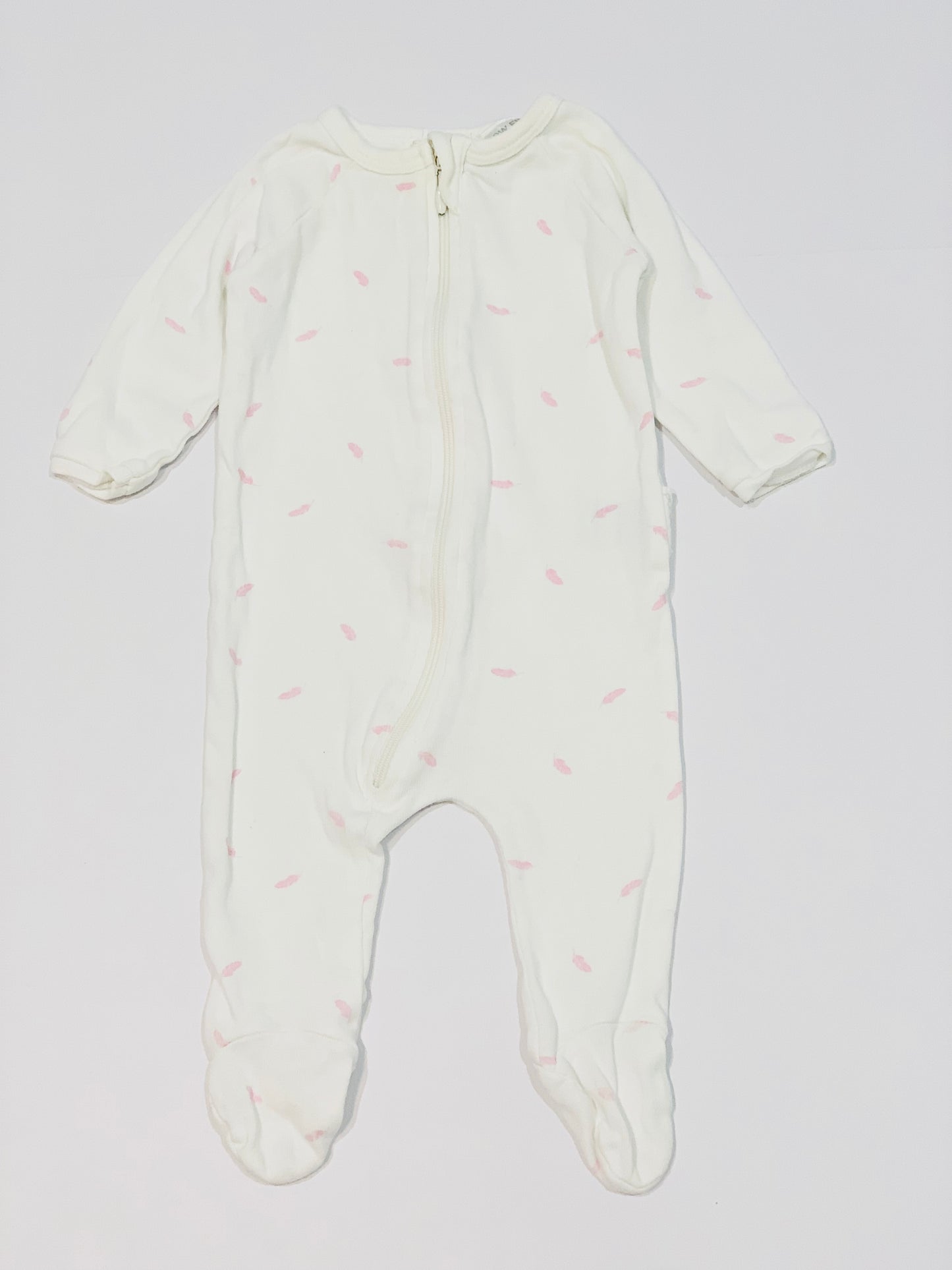 Pink feather zip onesie - Size 000