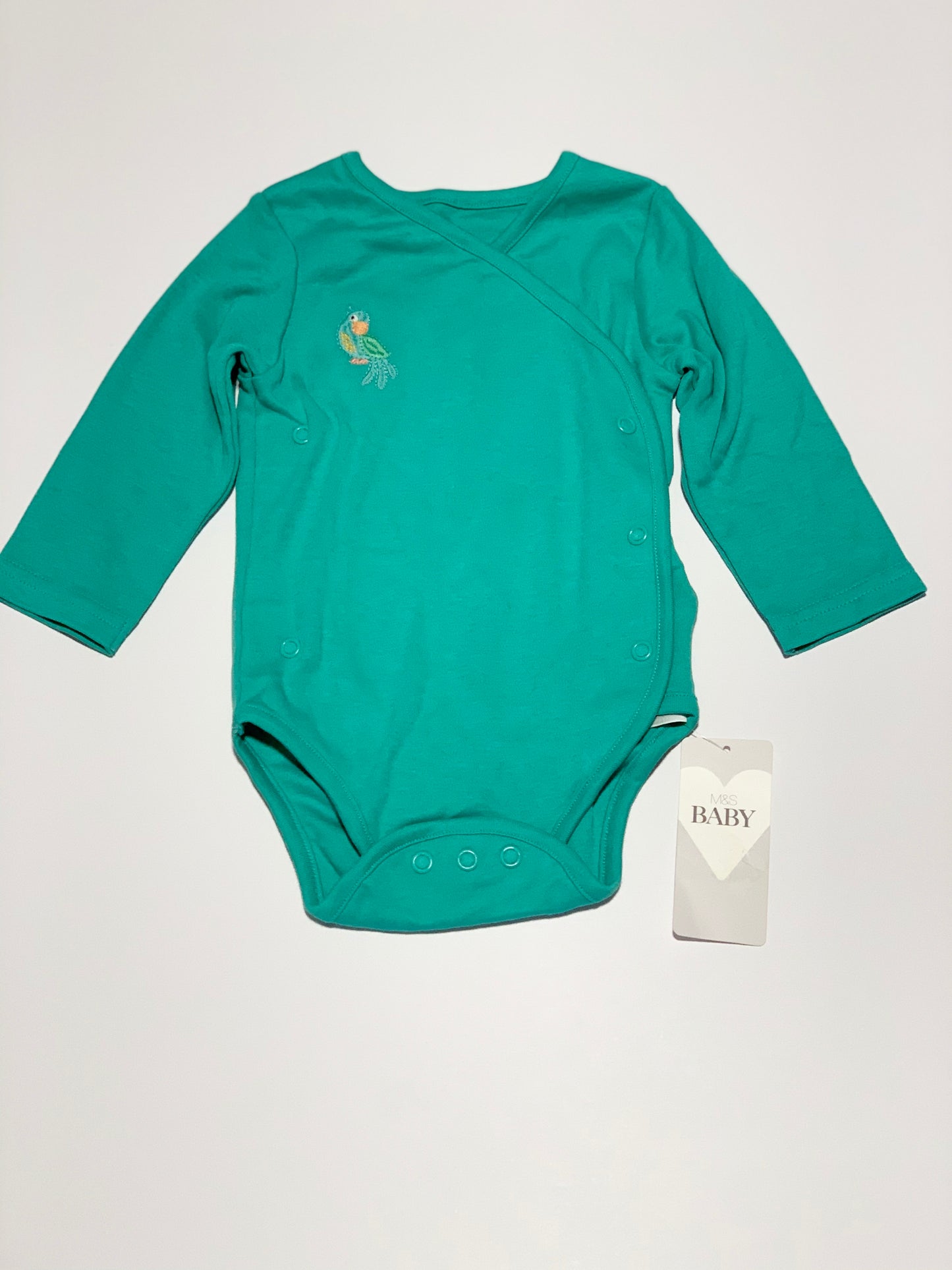 Green parrot bodysuit BNWT - Size 6-9 months