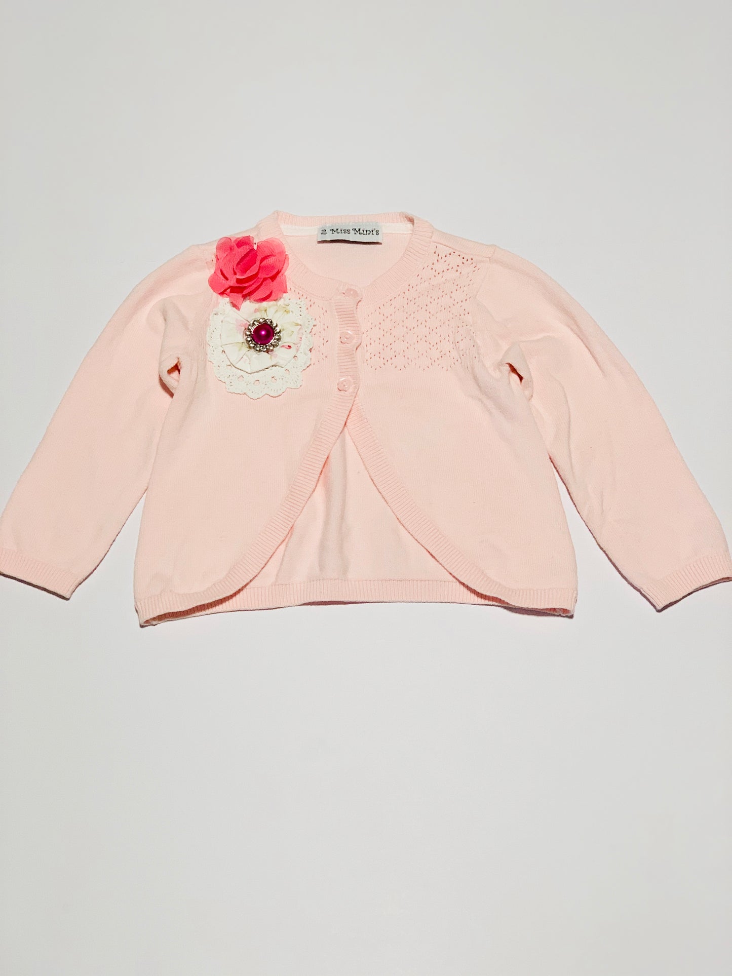 Pink flower detail cardigan - Size 1