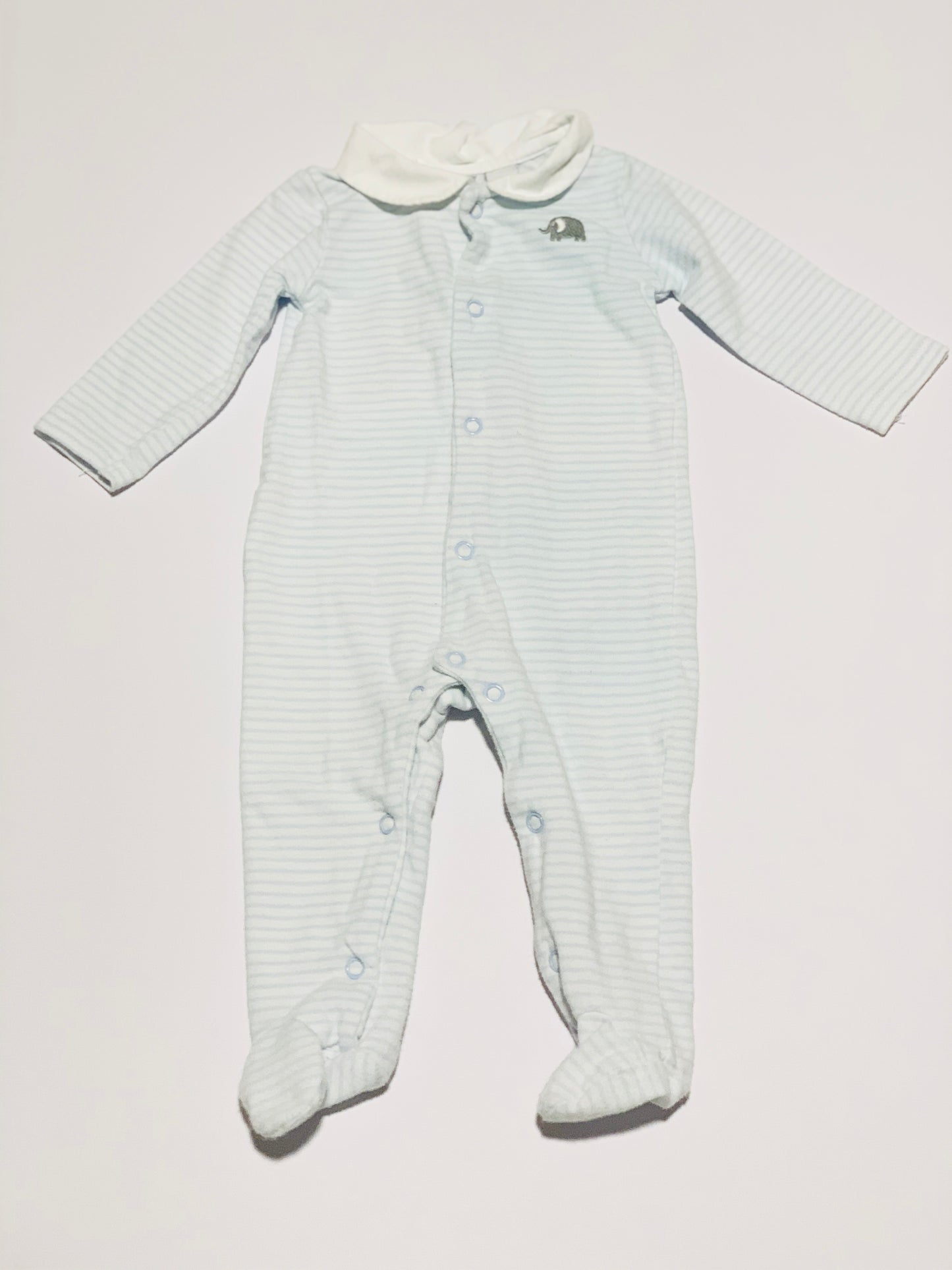 Blue stripe elephant onesie - Size 00