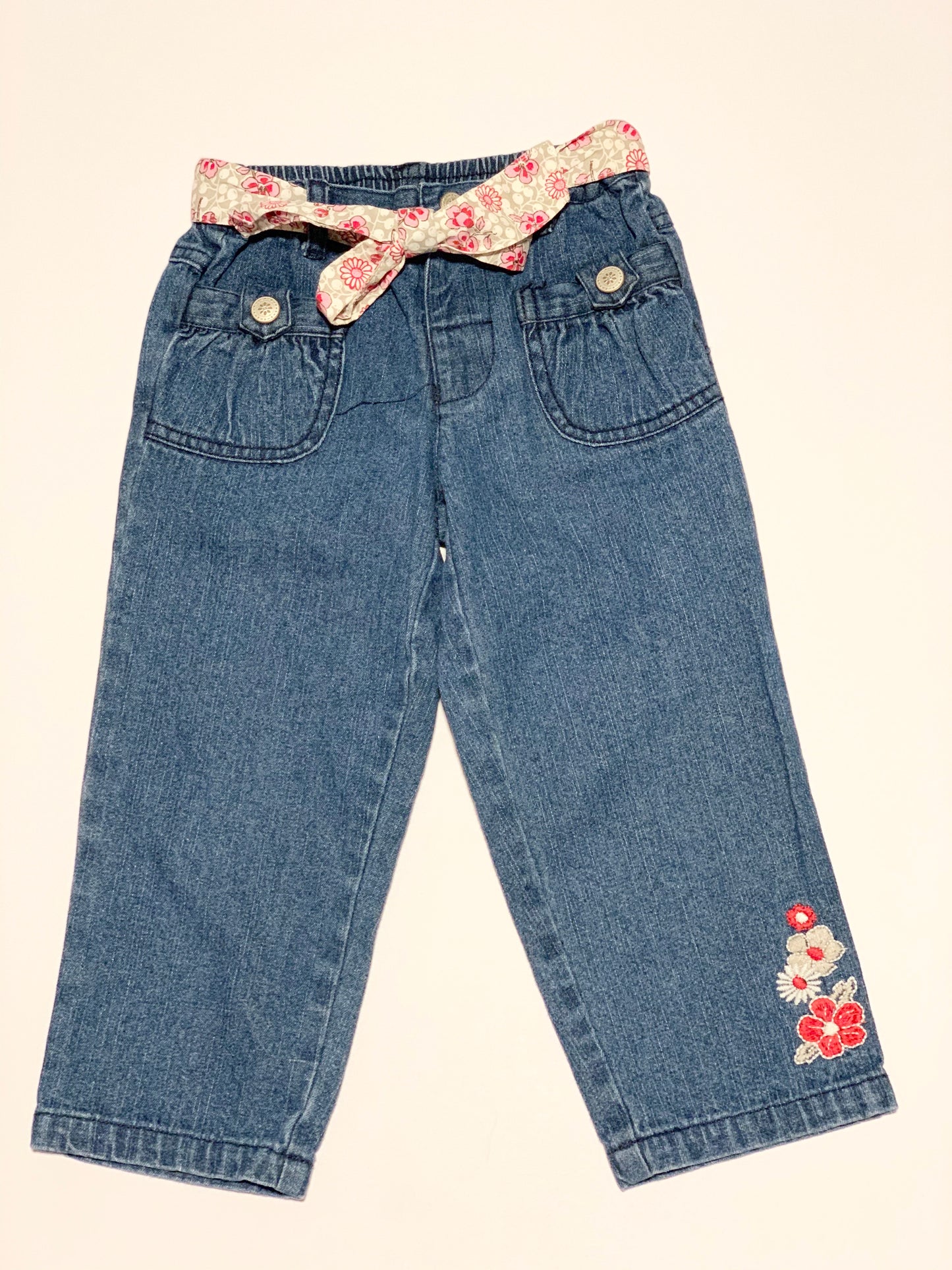 Floral belt denim jeans - Size 2