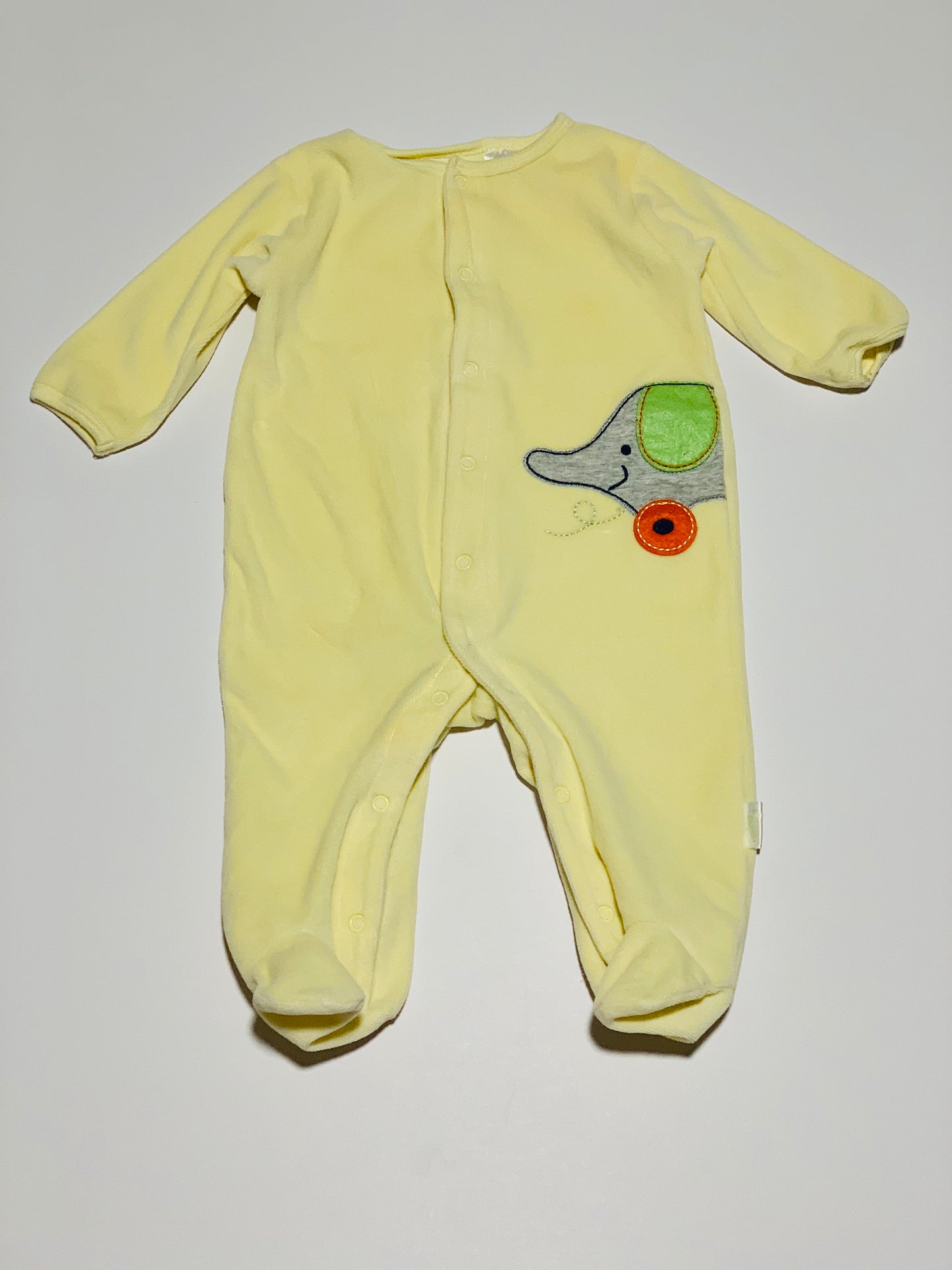 Yellow velour onesie - Size 9 months