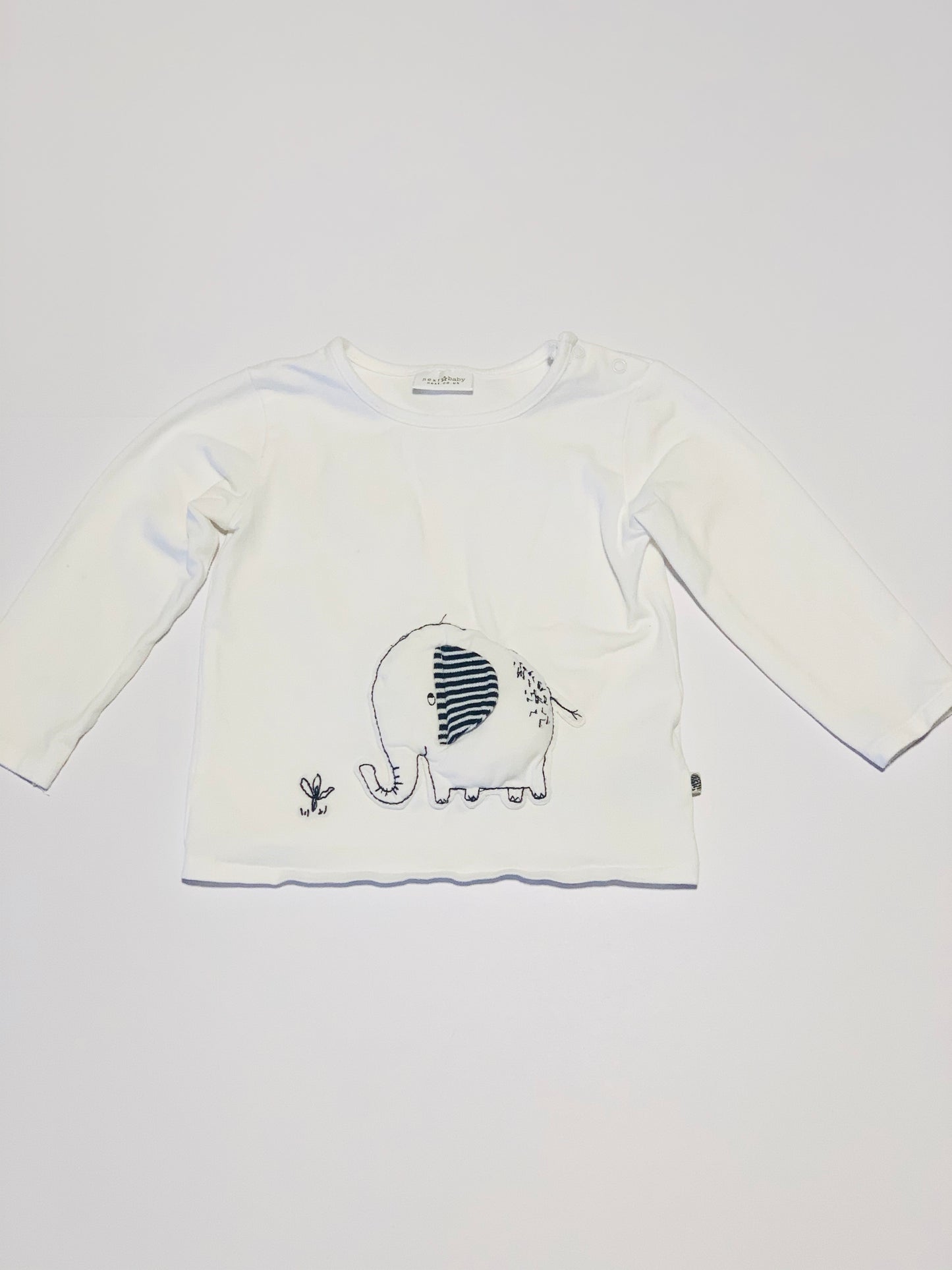 White elephant top - Size 9-12 months