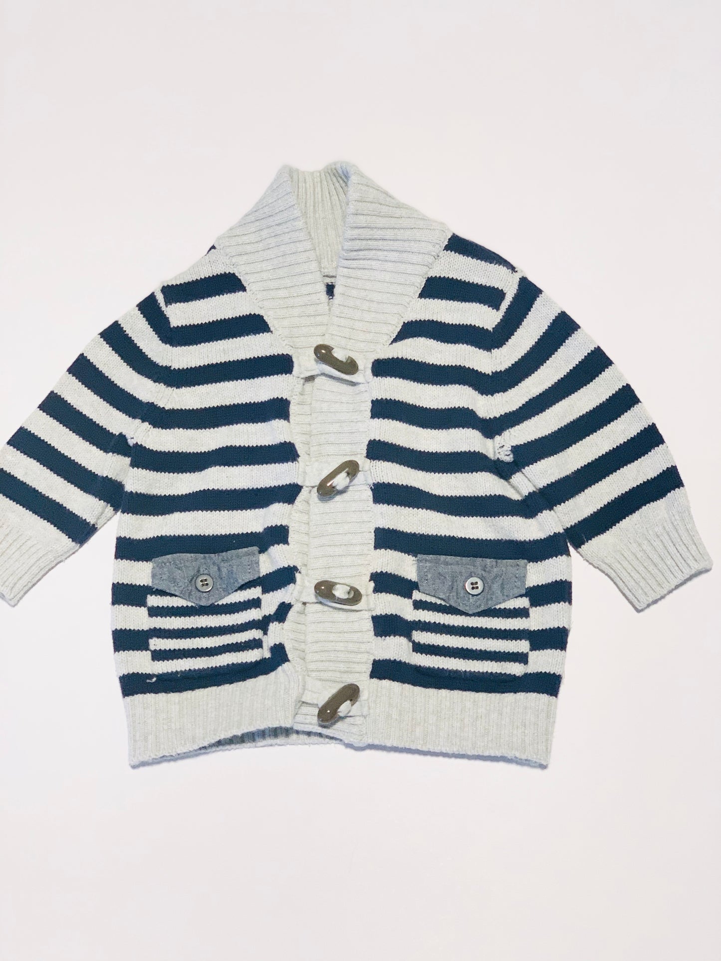 Grey striped knit jumper - Size 0