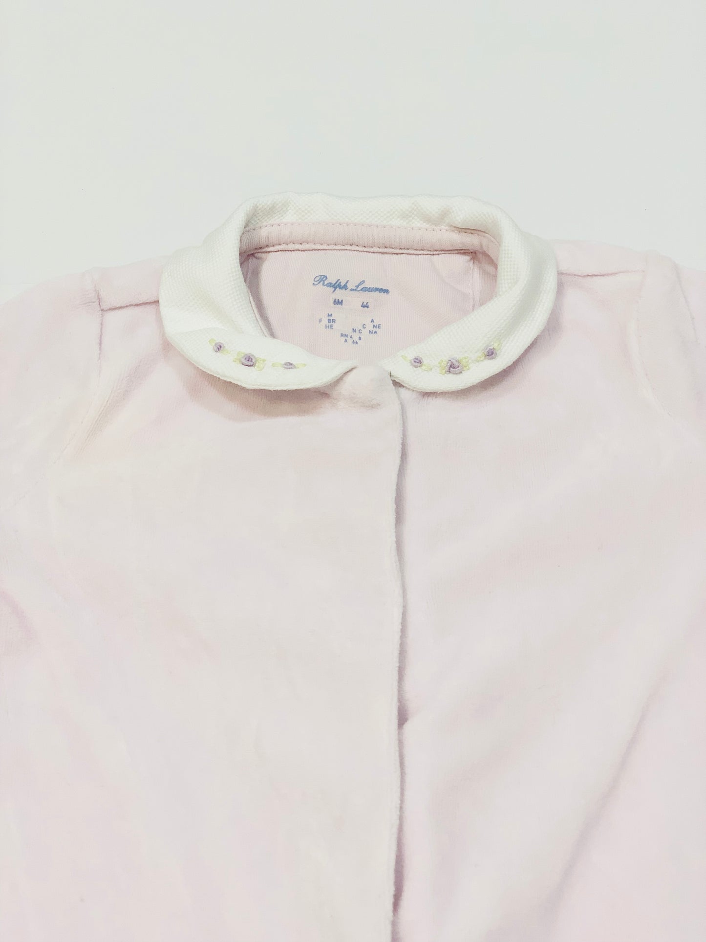 Embroidered velour onesie - Size 6 months