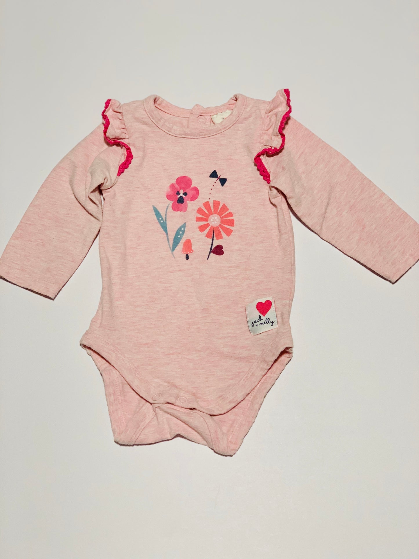 Pink flower bodysuit - Size 00