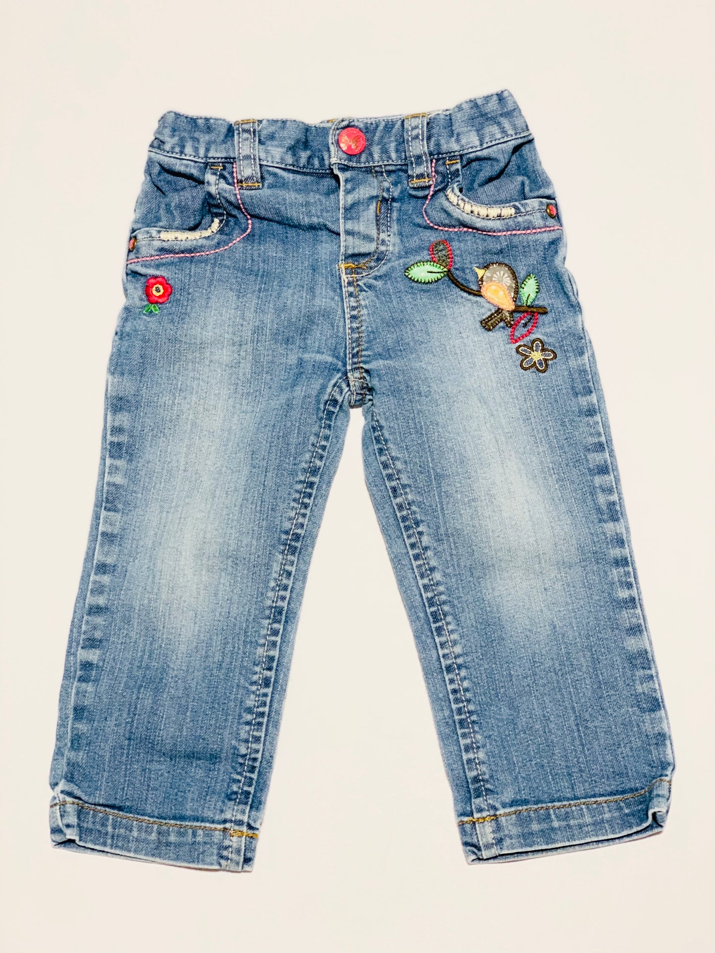 Embroidered jeans - Size 9-12 months