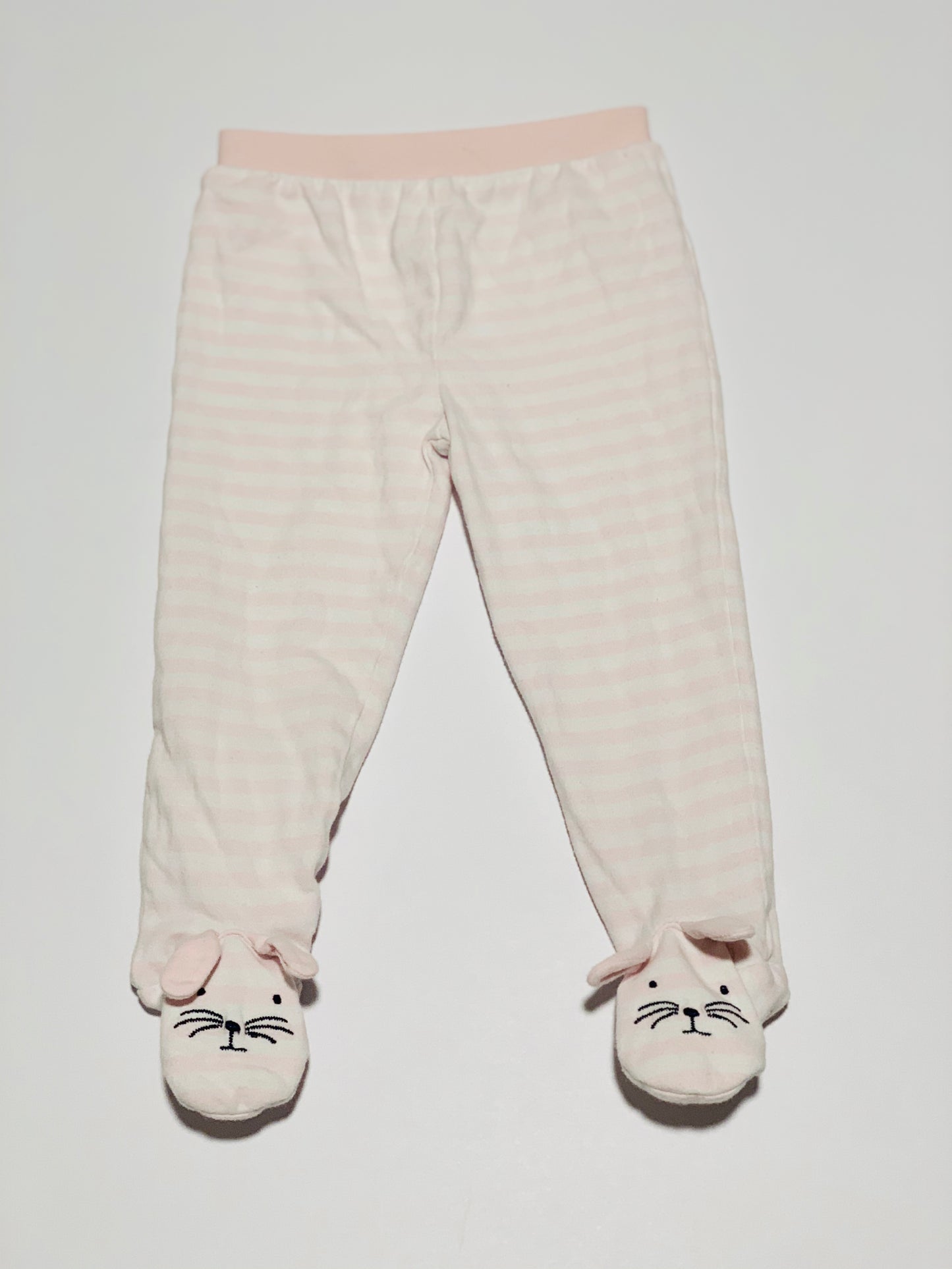 Pink striped footed pants - Size 0