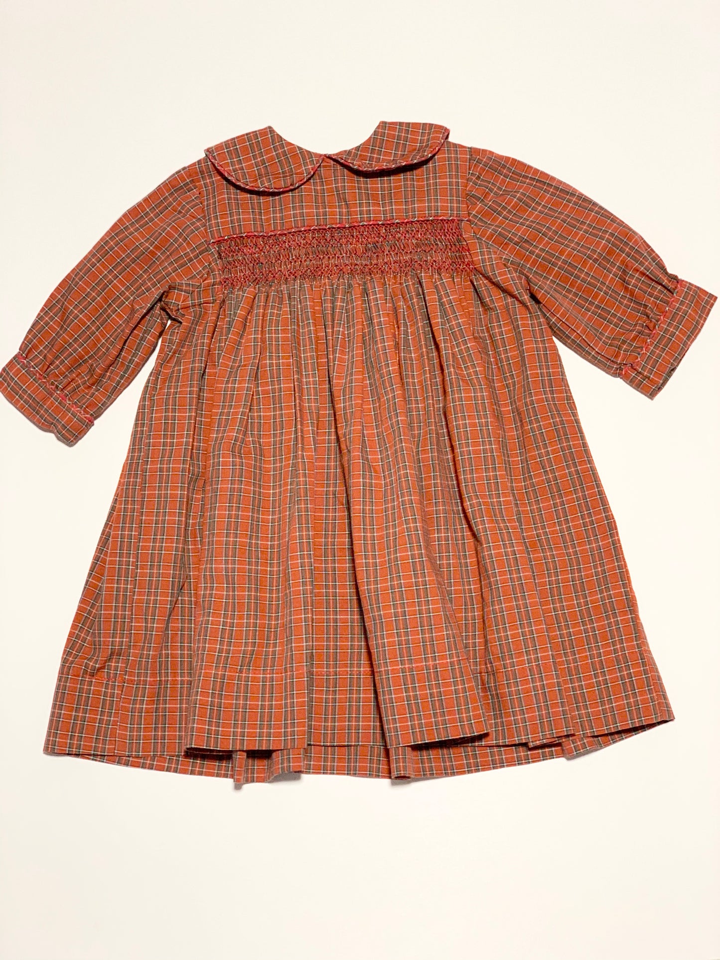 Red tartan smocked dress - Size 00