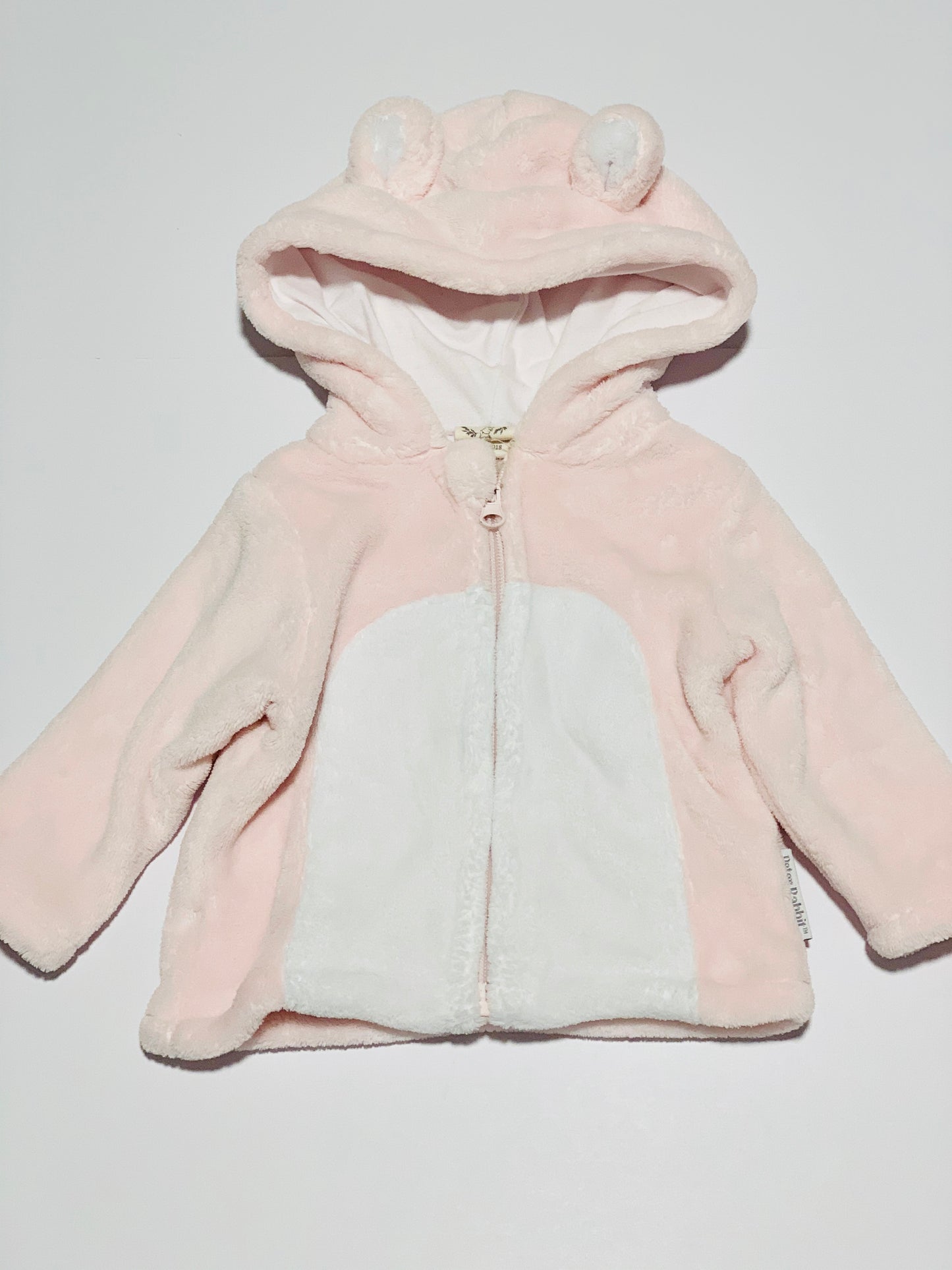 Pink fleece hooded jacket - Size 0
