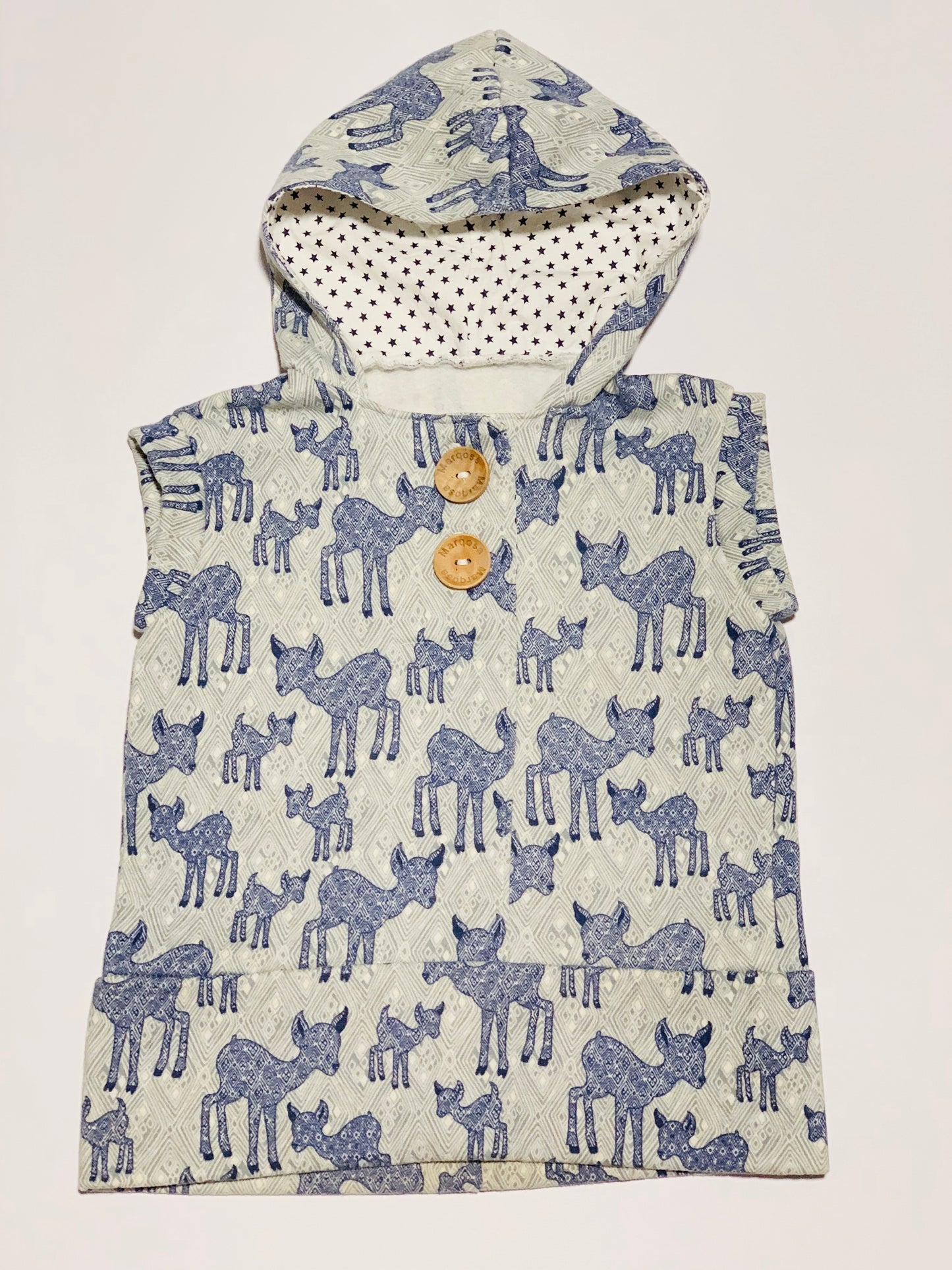 Blue deer hooded fleece vest - Size 3-4