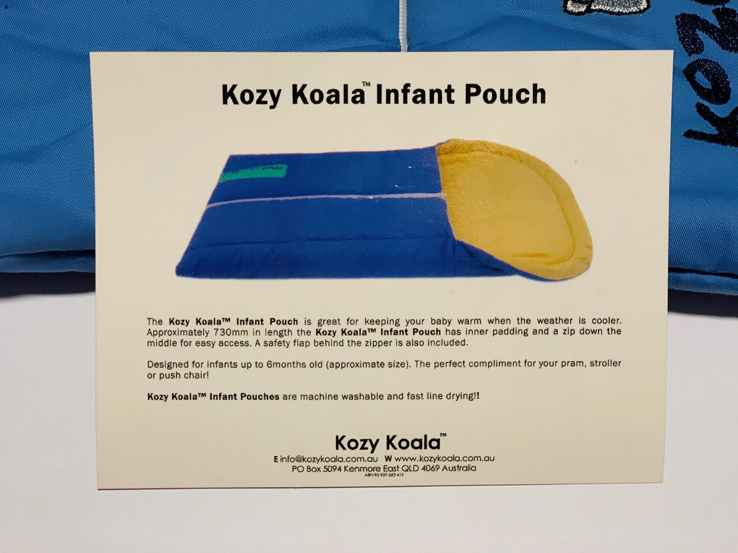 Blue infant pouch NEW - Size up to 6 months