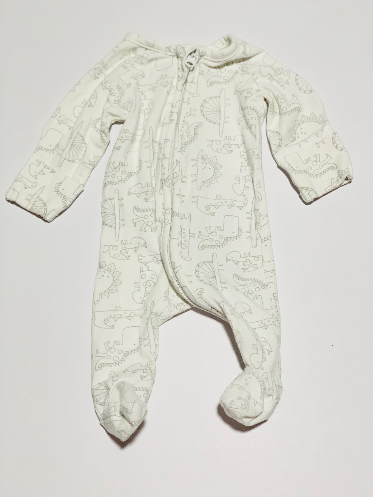 White dino zip onesie - Size 00000