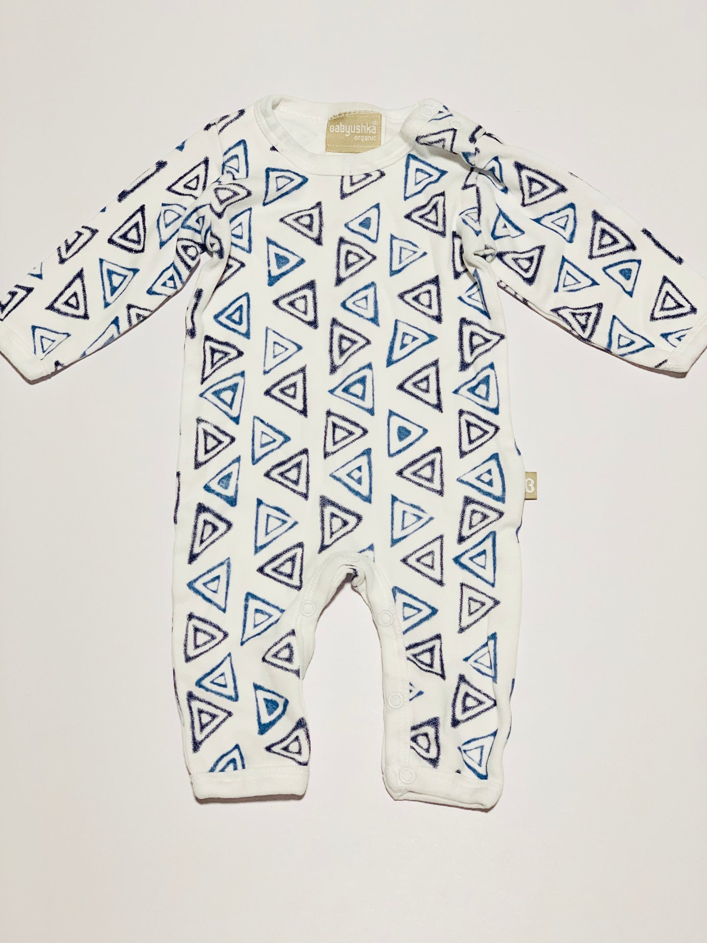 Blue triangles onesie - Size 0000