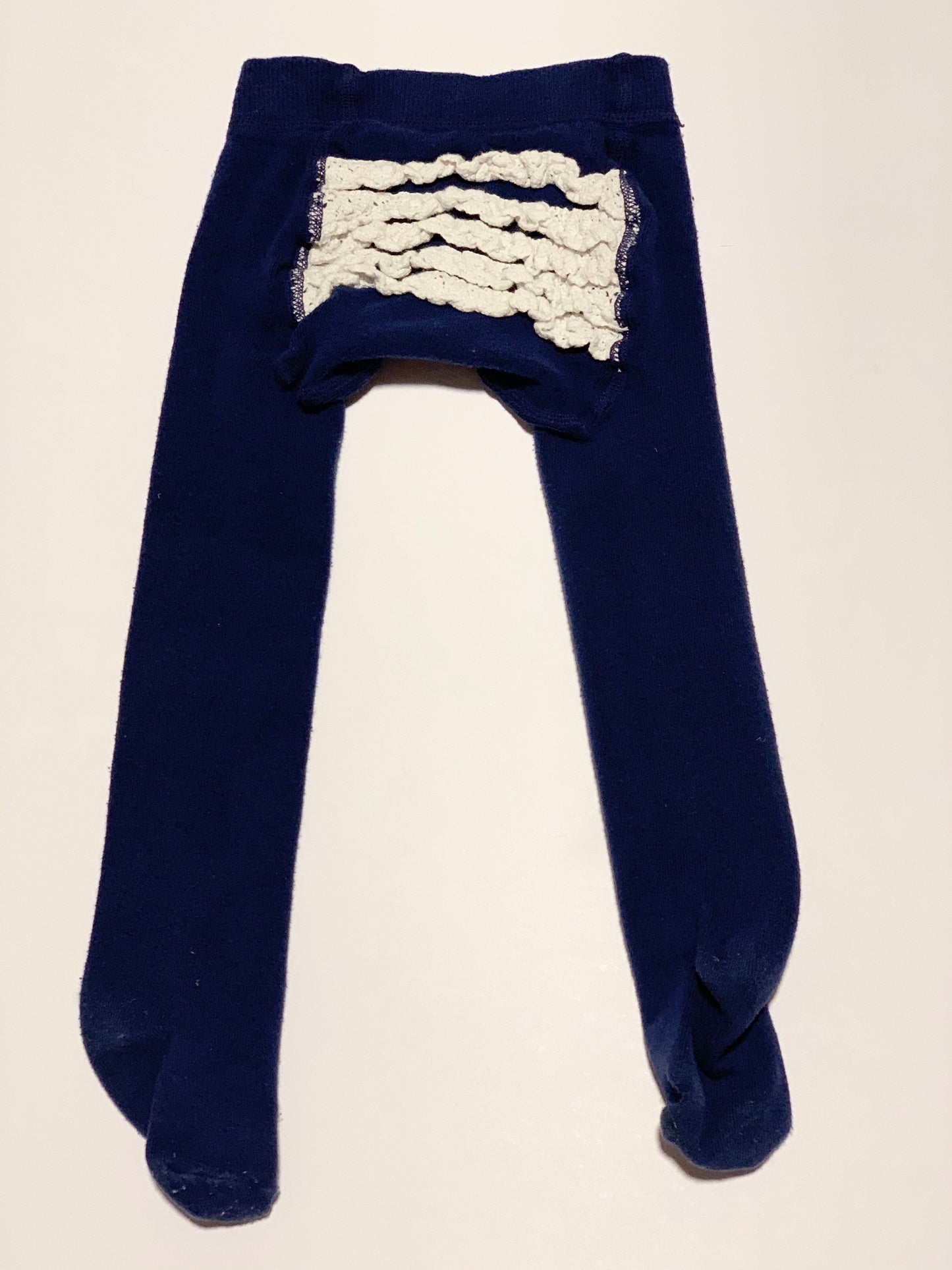 Navy ruffle tights - Size 1-2