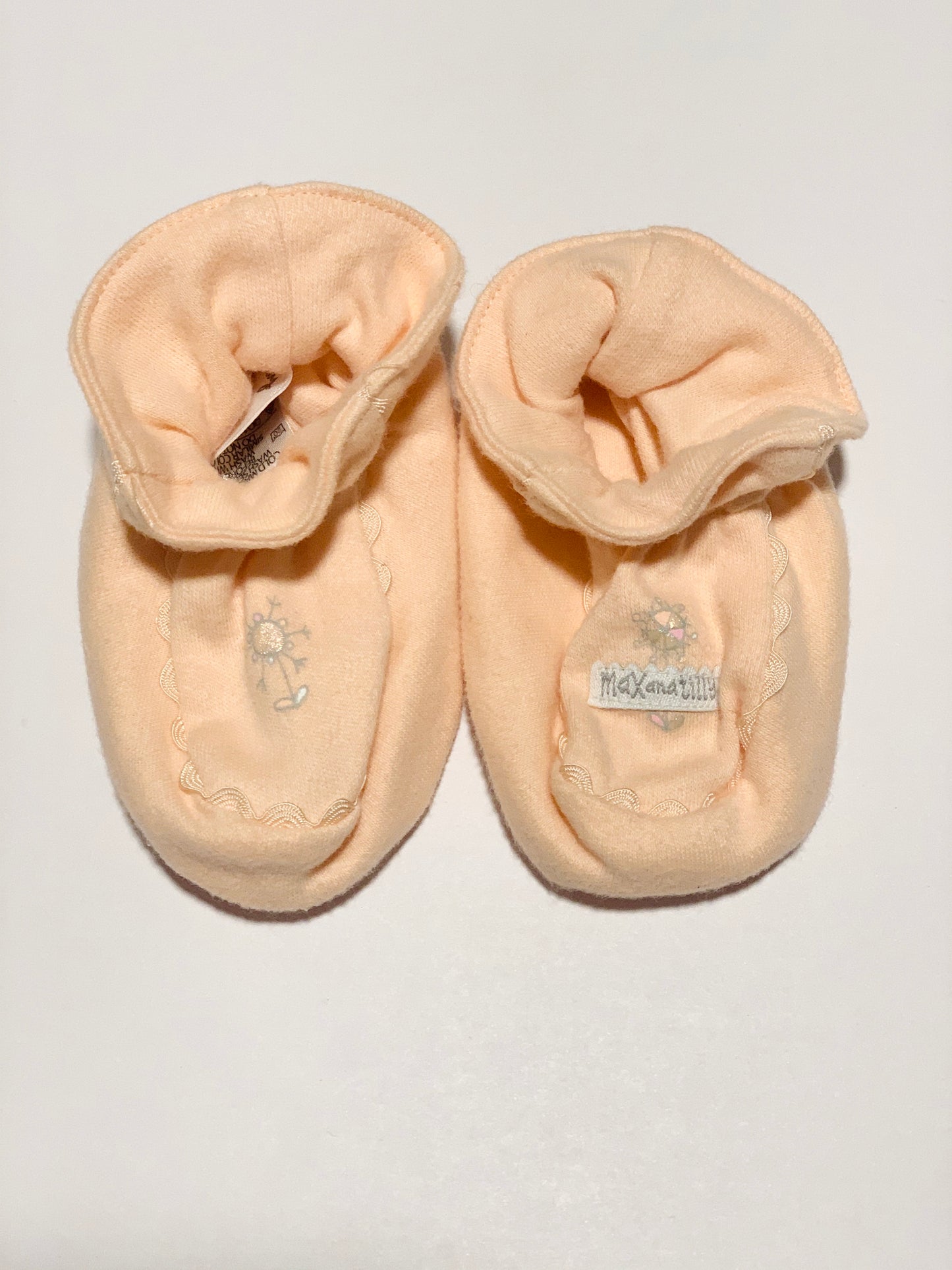 Peach booties - Size 6-12 months
