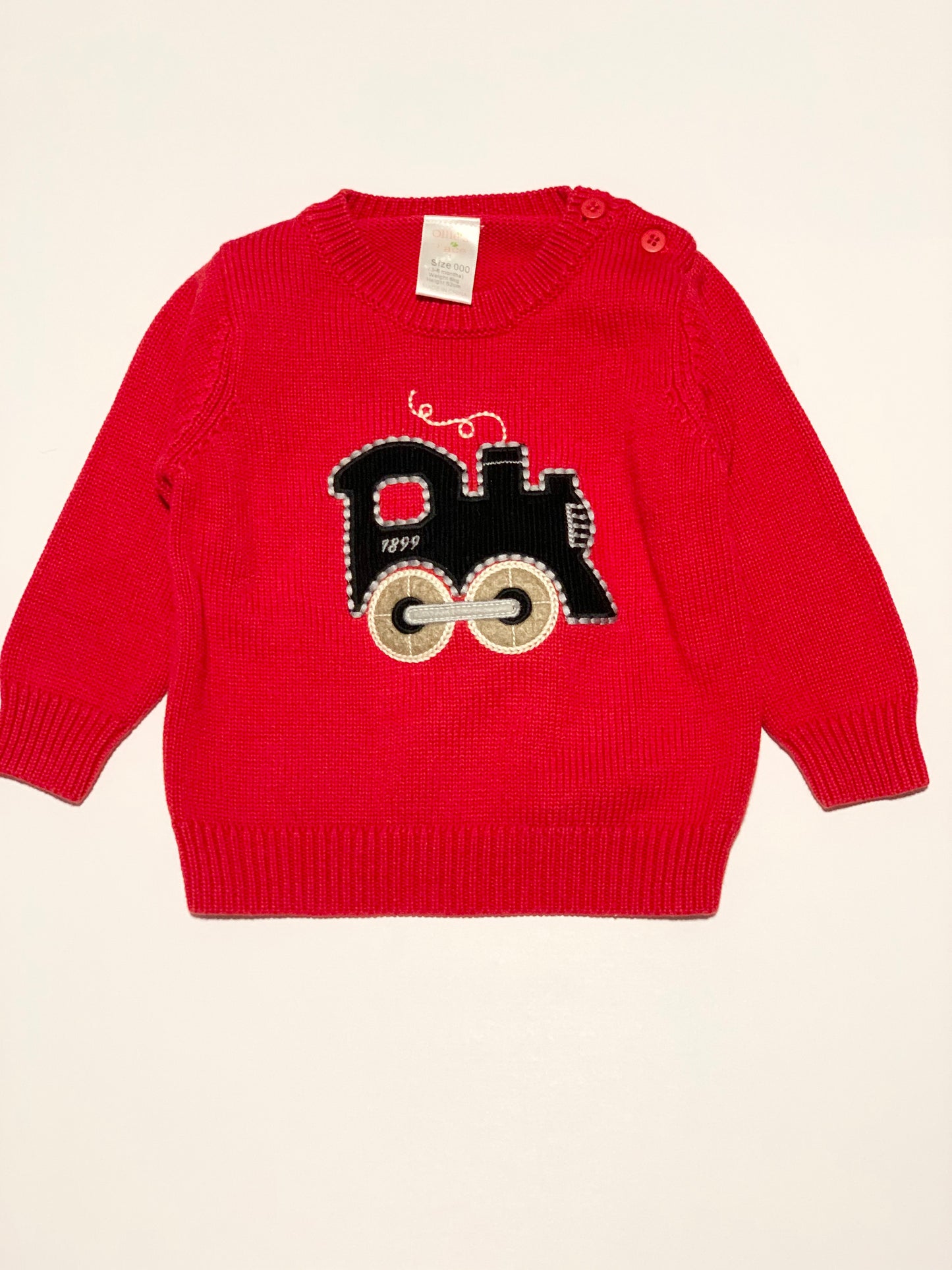 Red train knit jumper - Size 00