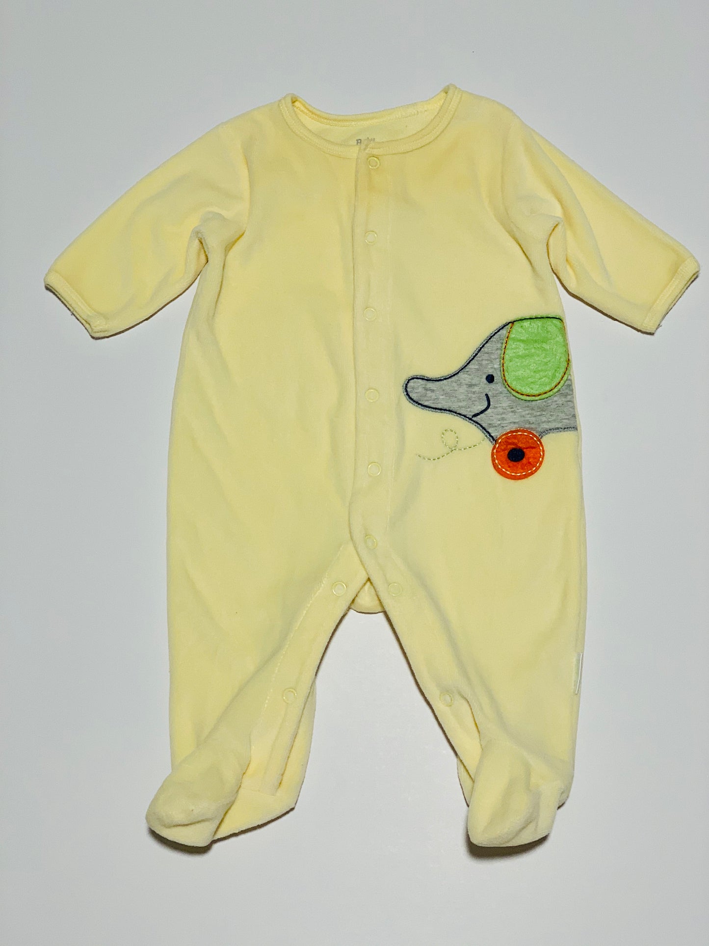 Yellow velour onesie - Size 3 months