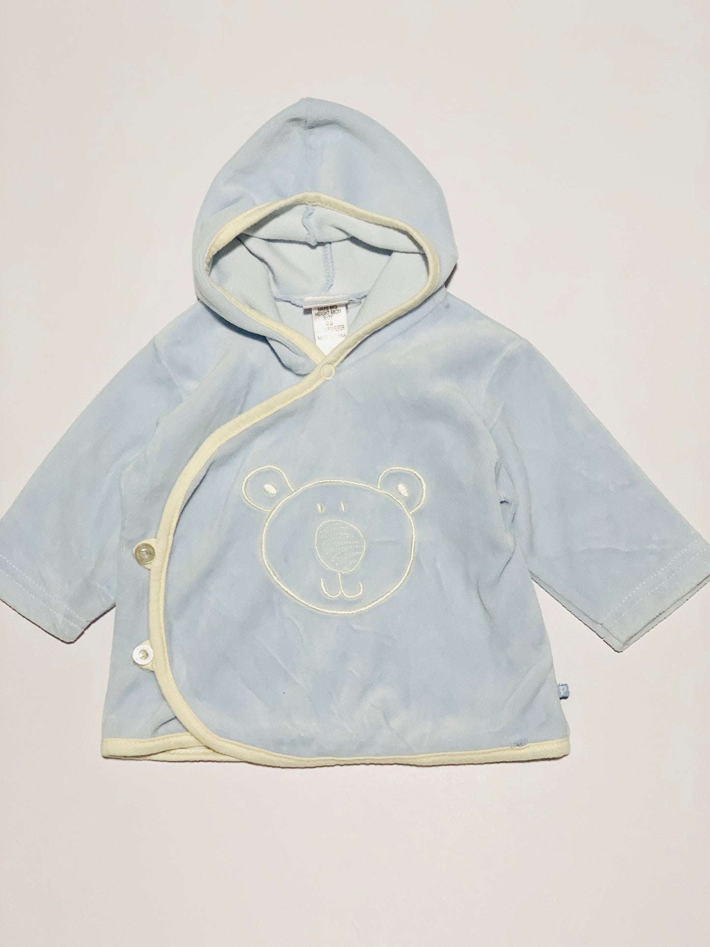 Blue velour hooded jacket - Size 00