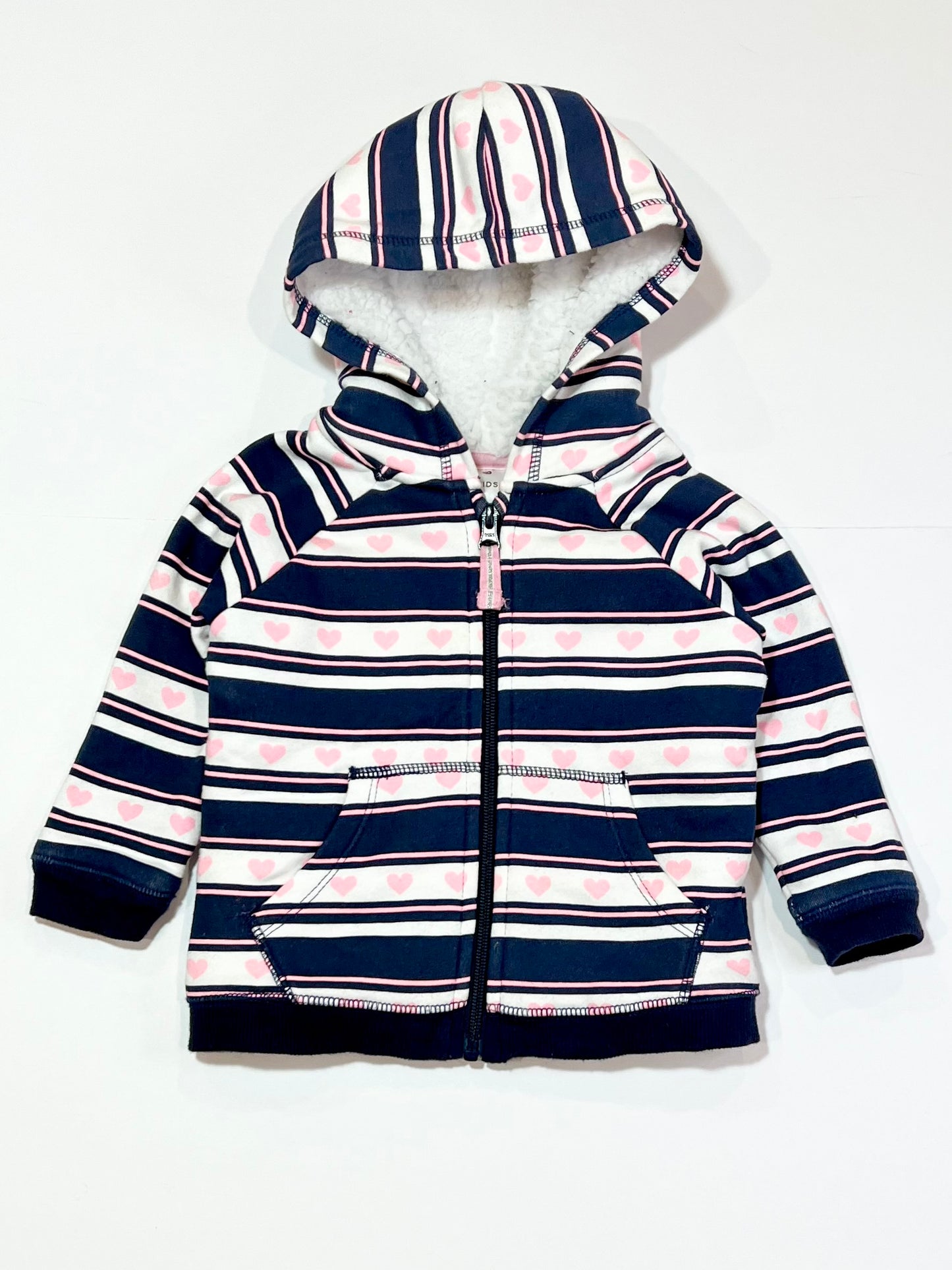 Striped hearts sherpa hoodie - Size 2