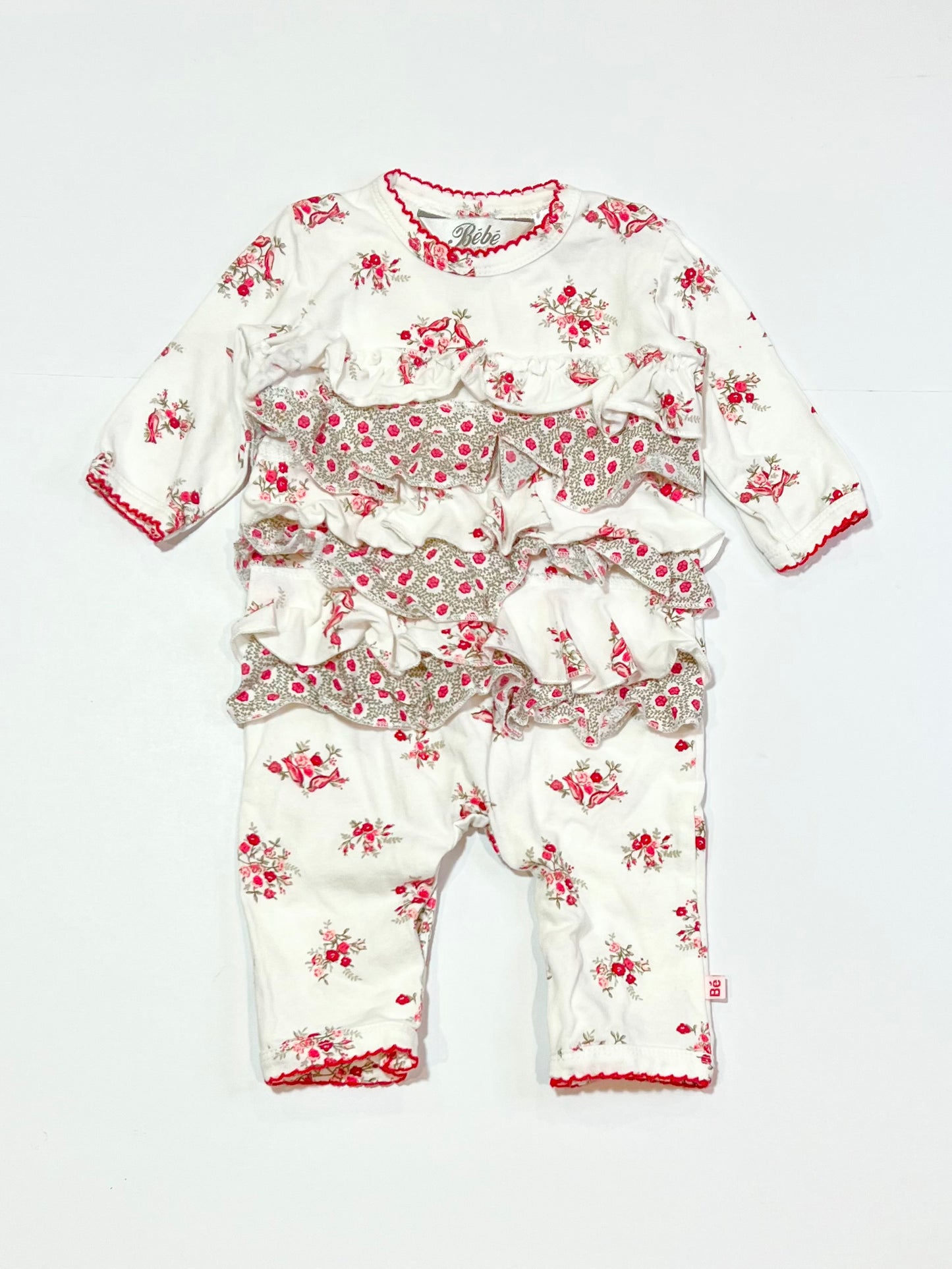 Floral birds ruffle onesie - Size 000