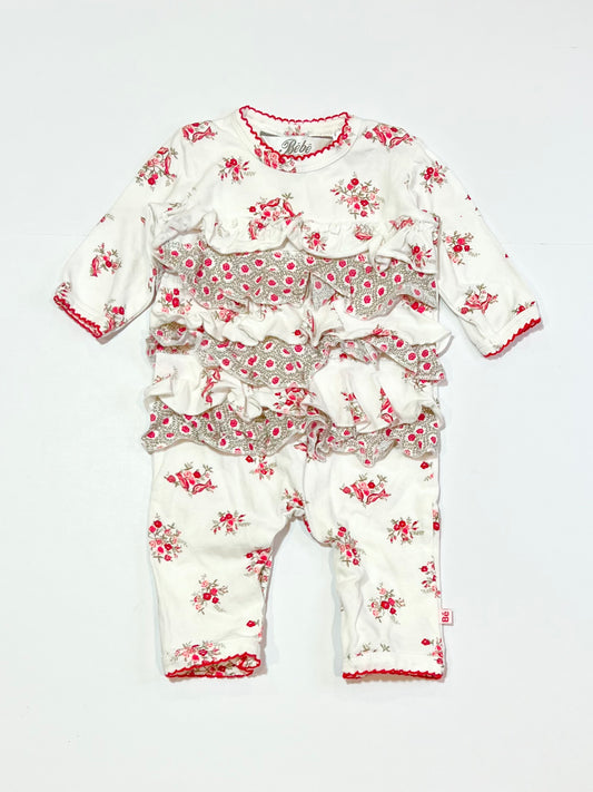 Floral birds ruffle onesie - Size 000