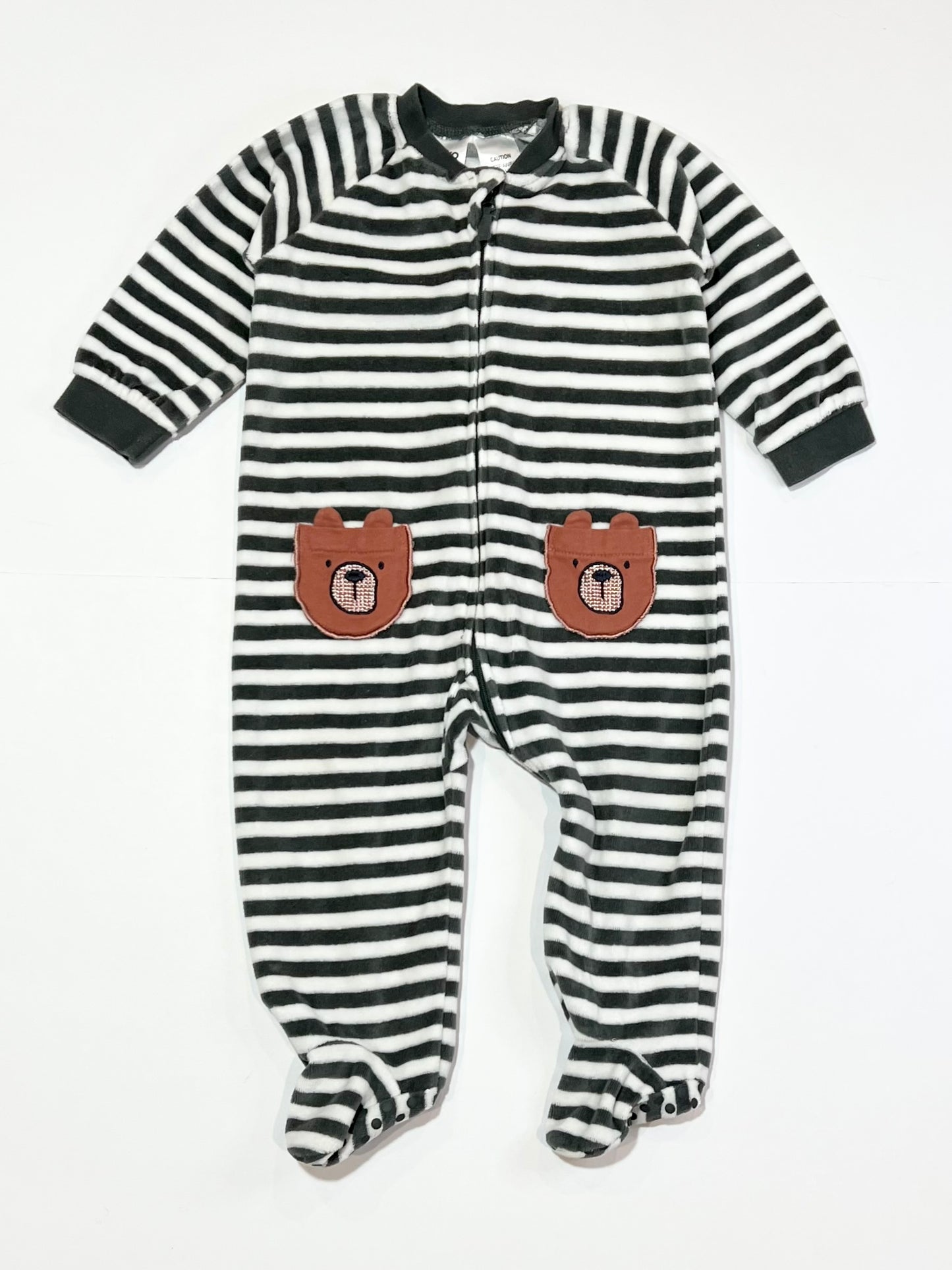 Striped velour zip onesie - Size 0