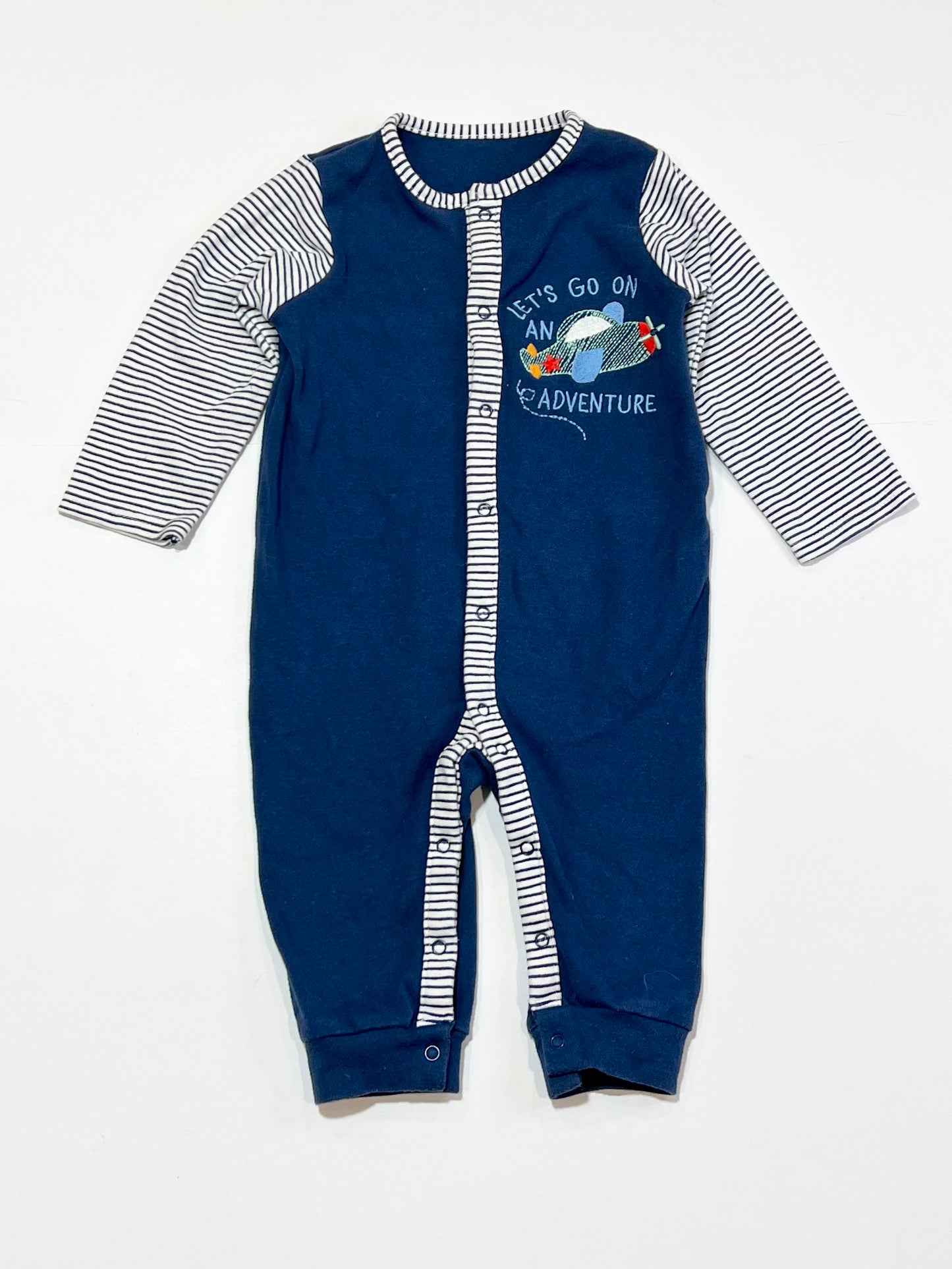 Navy aeroplane onesie - Size 6-9 months