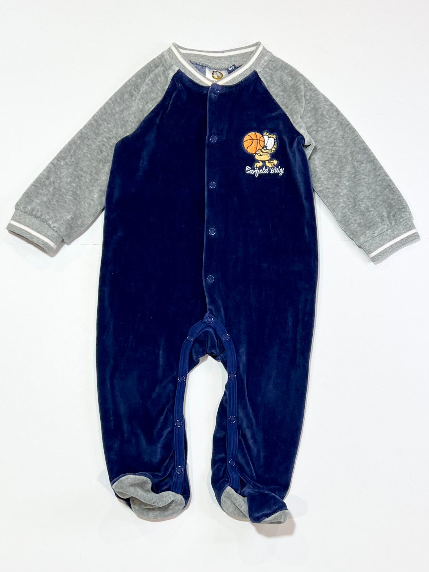 Navy velour onesie - Size 6-9 months