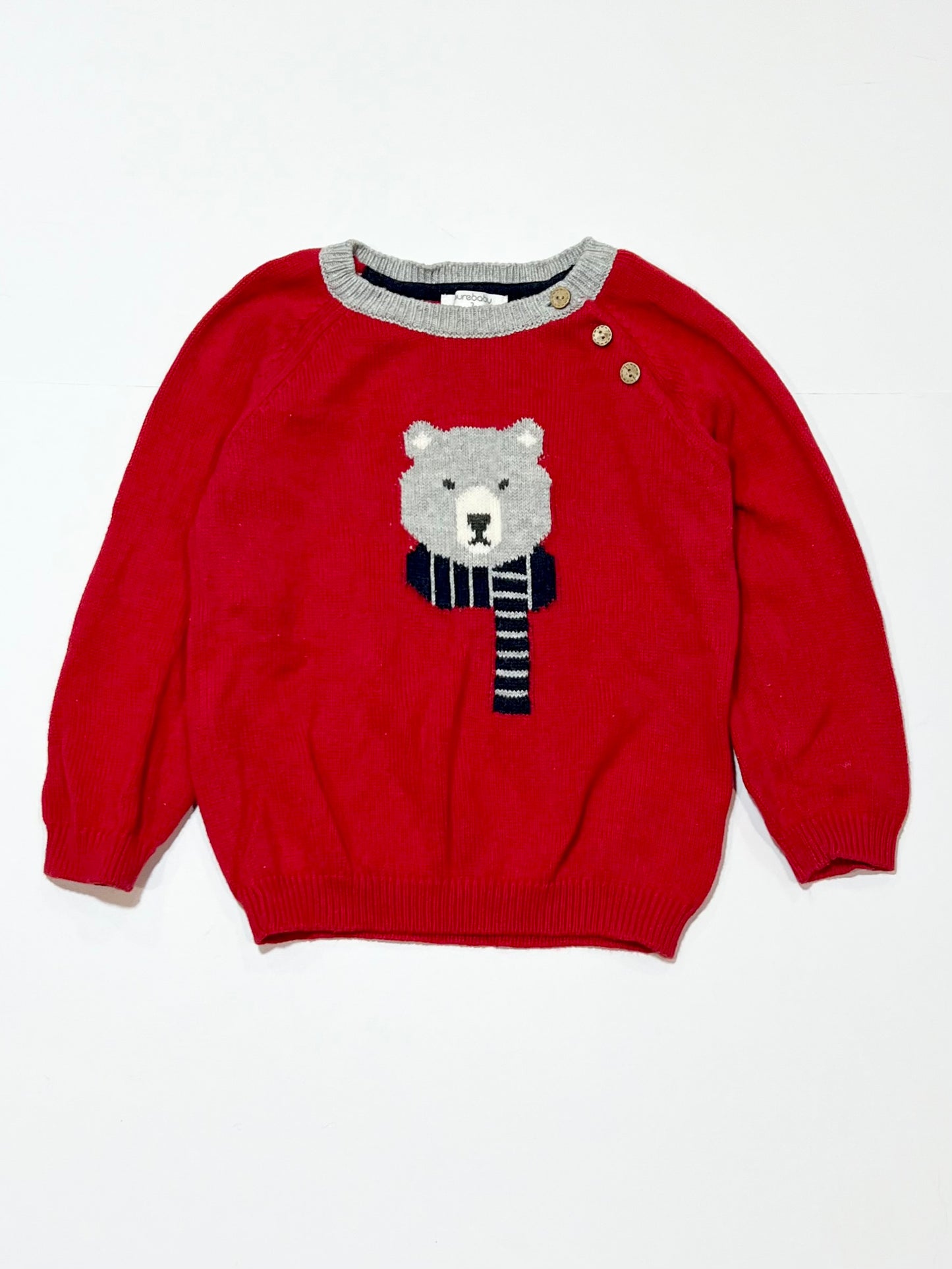 Red bear knit jumper - Size 2