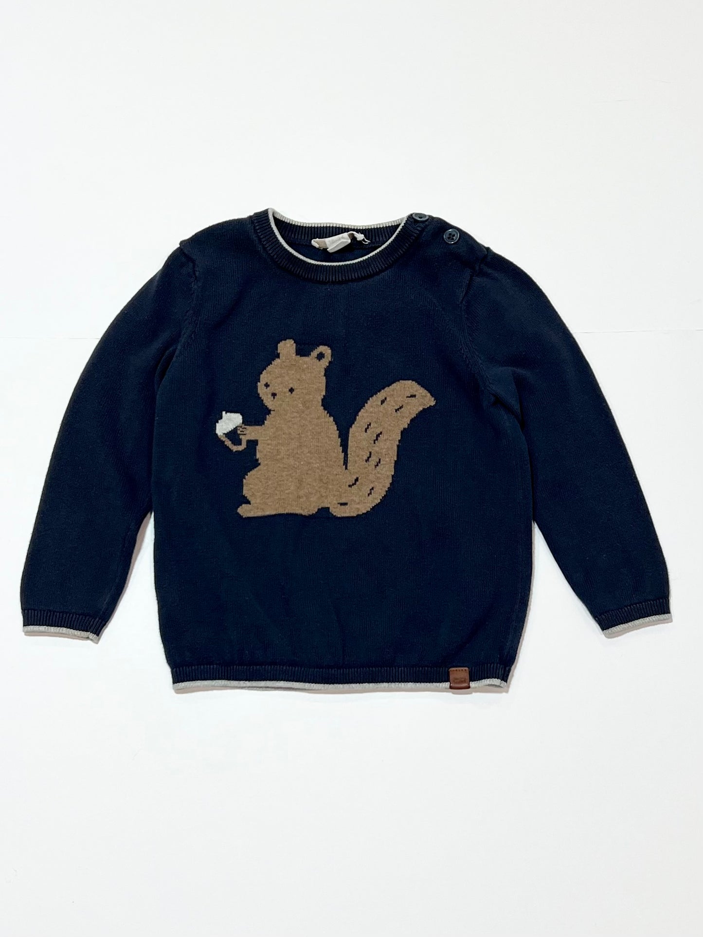 Navy squiorrel knit jumper - Size 2