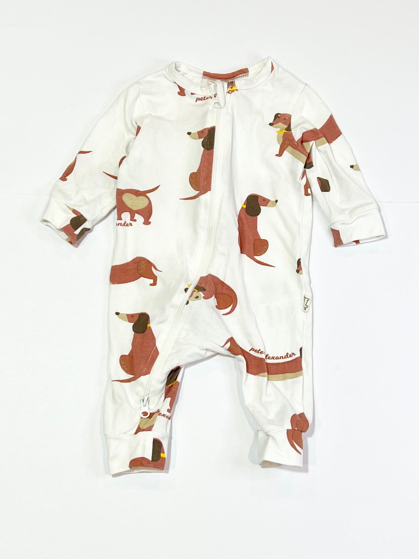 Sausage dog zip onesie - Size 000
