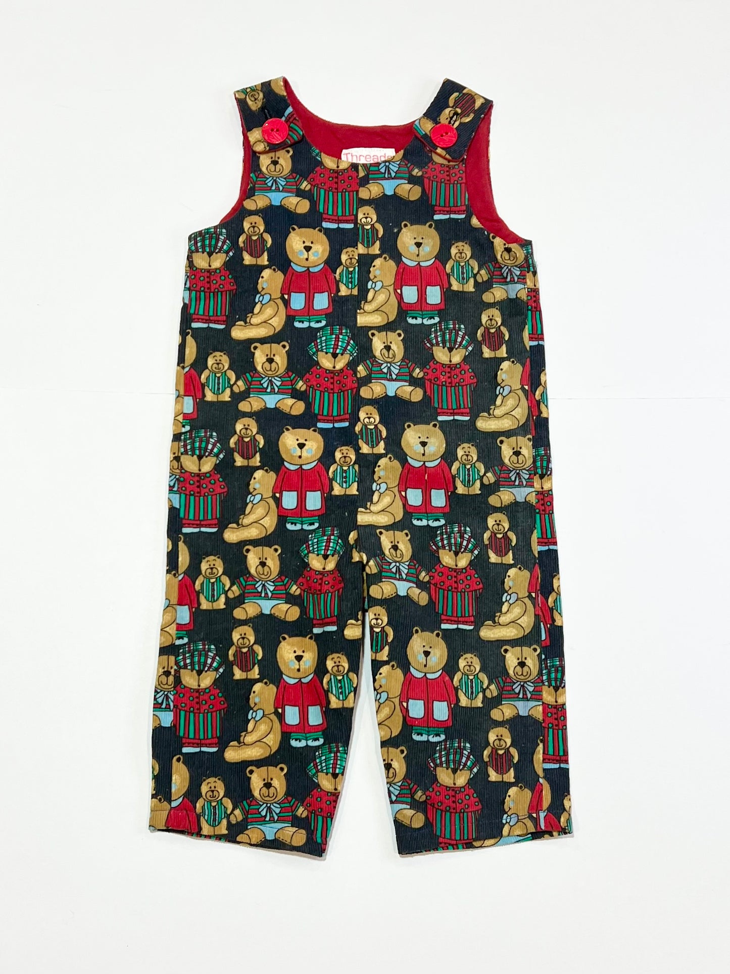 Corduroy bears overalls - Size 6-9 months