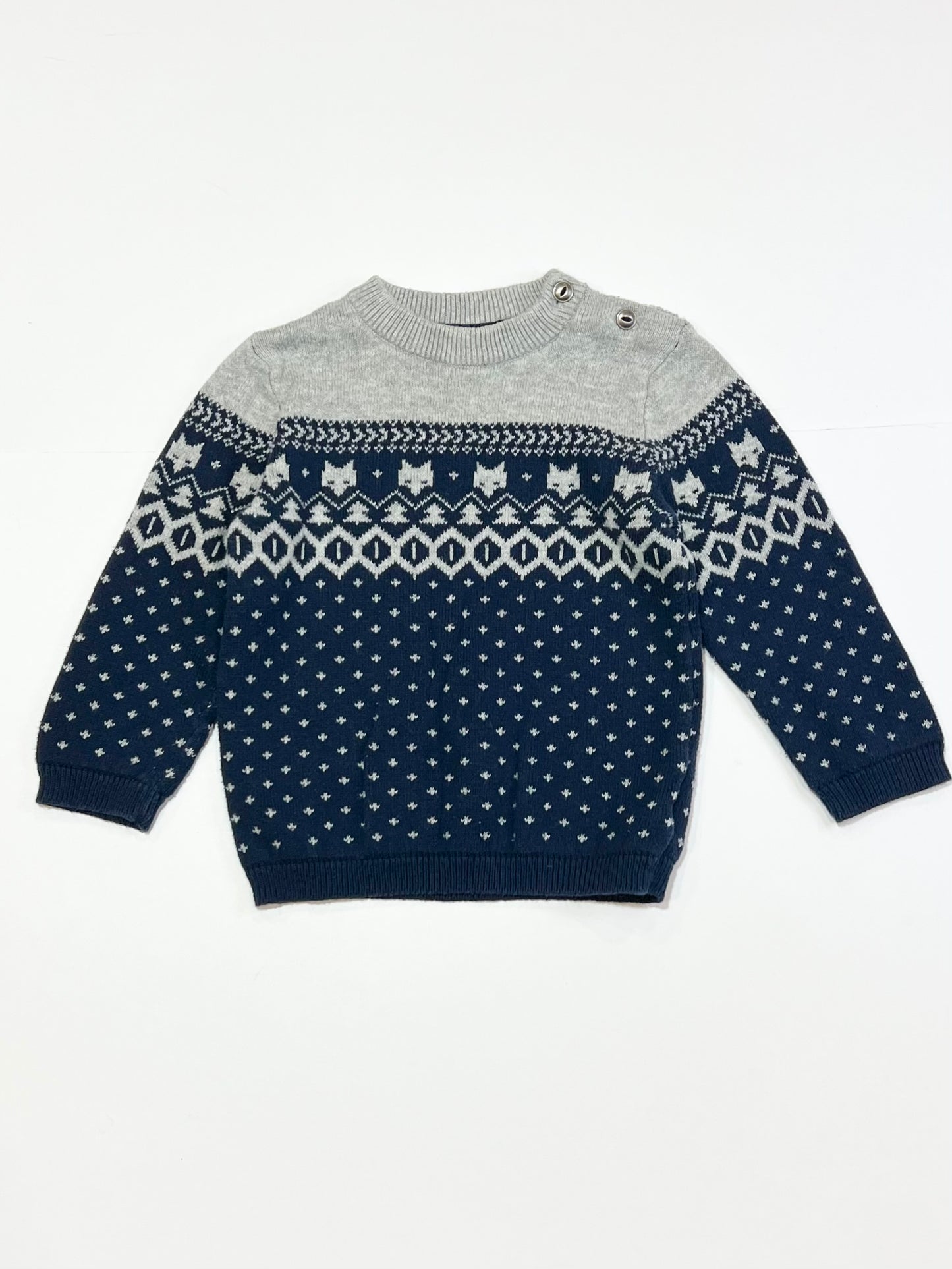 Navy fox jumper - Size 9-12 months