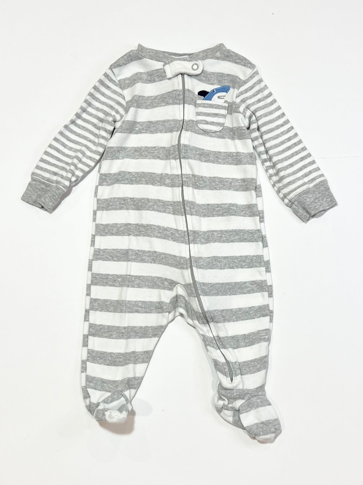 Striped shark zip onesie - Size 00