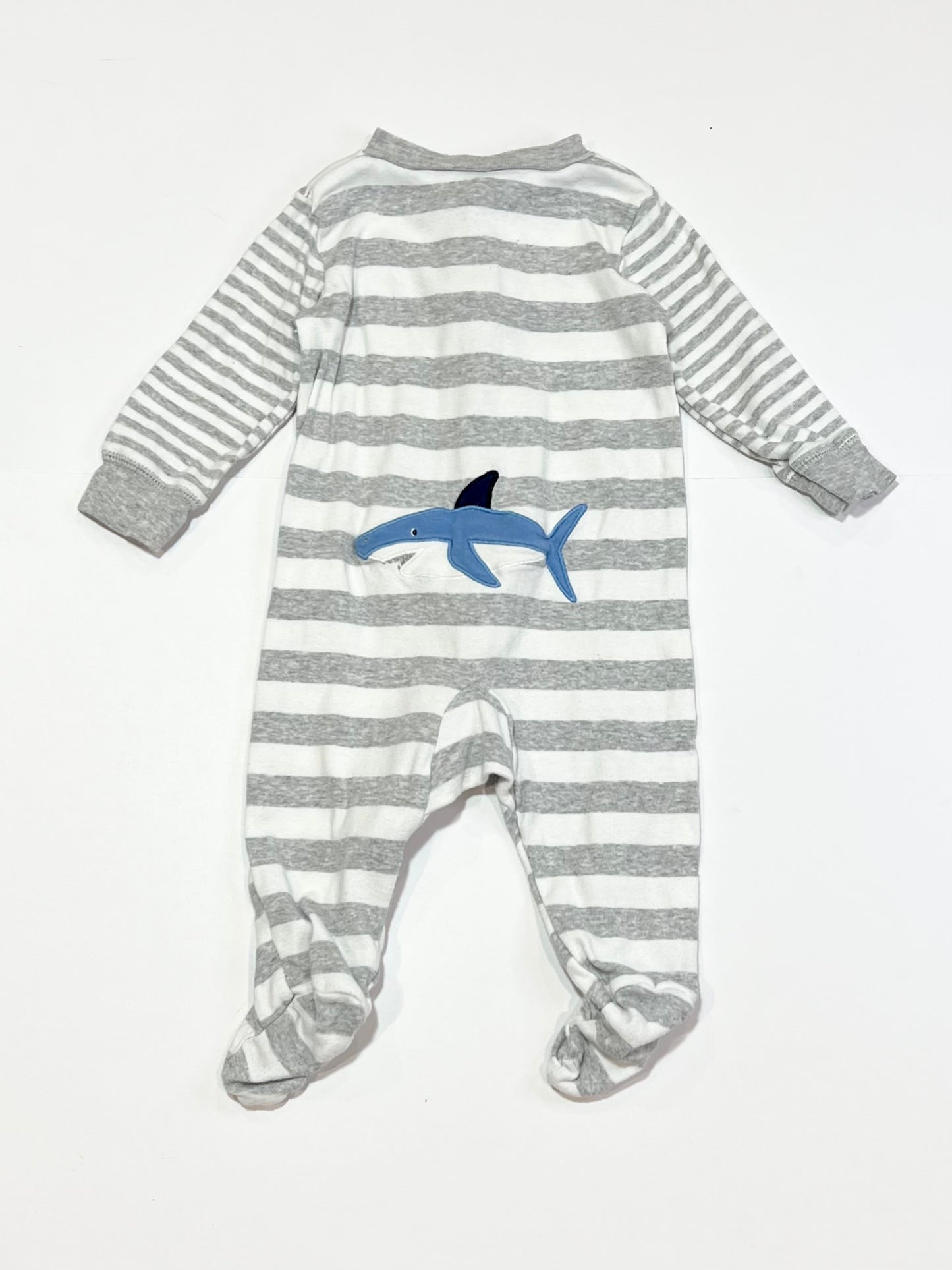 Striped shark zip onesie - Size 00