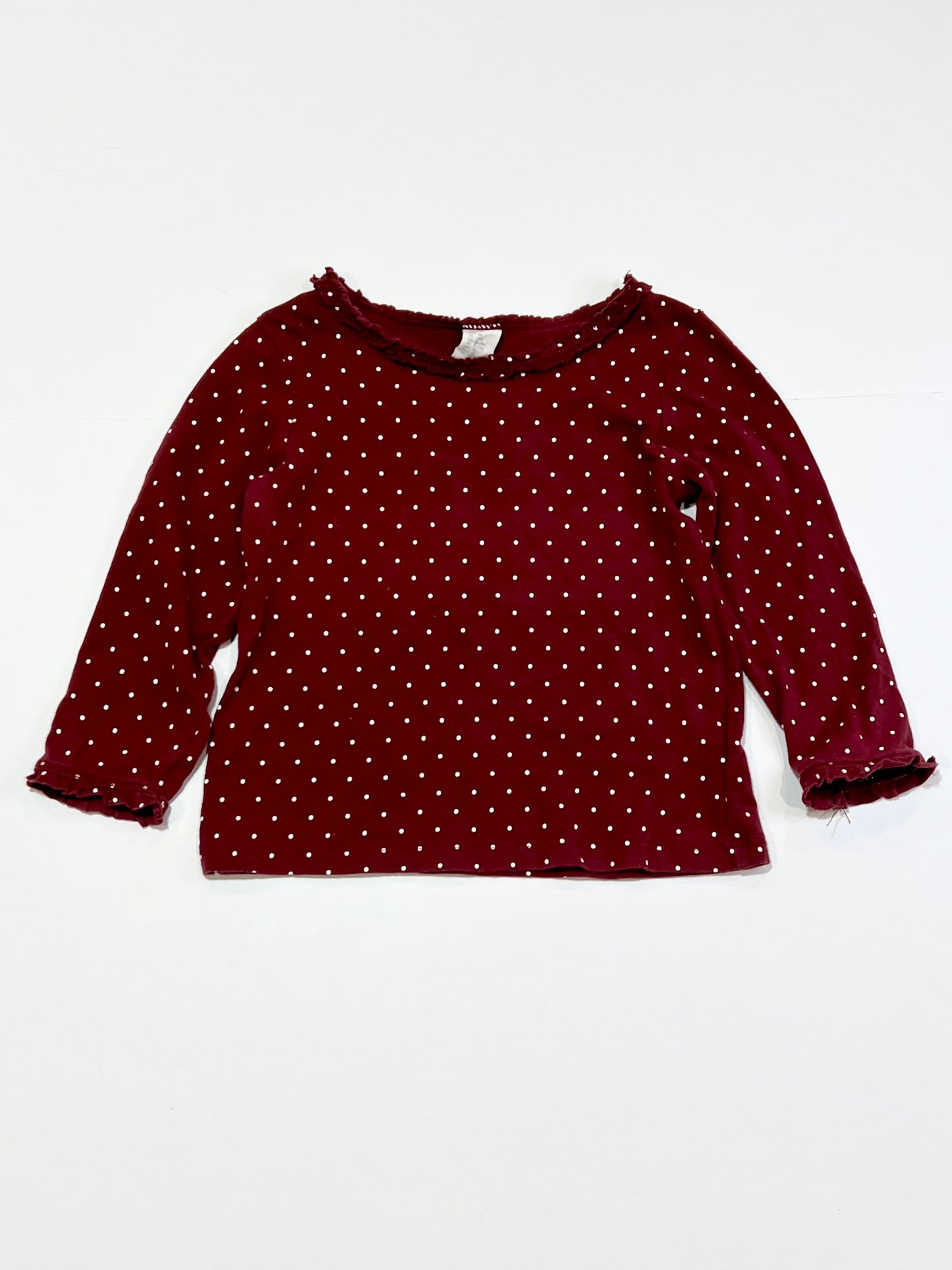 Spotty maroon top - Size 1