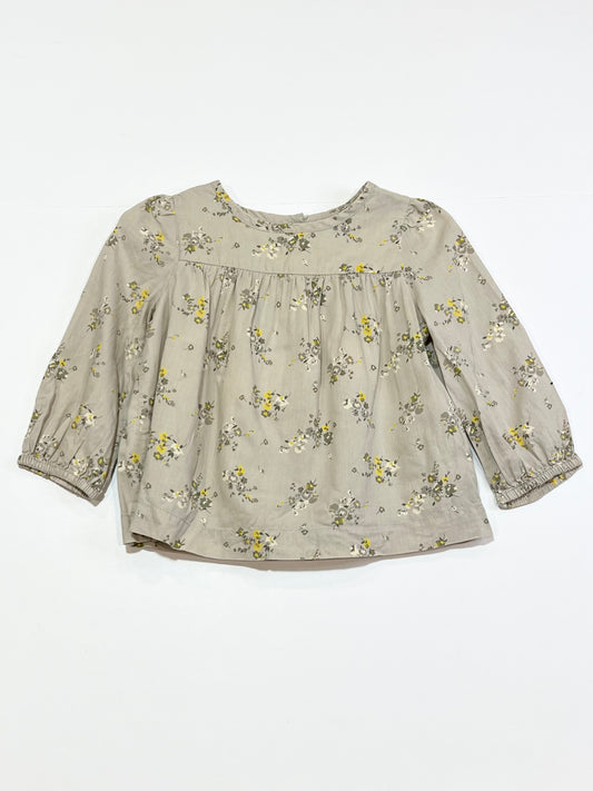 Grey floral cotton top - Size 1