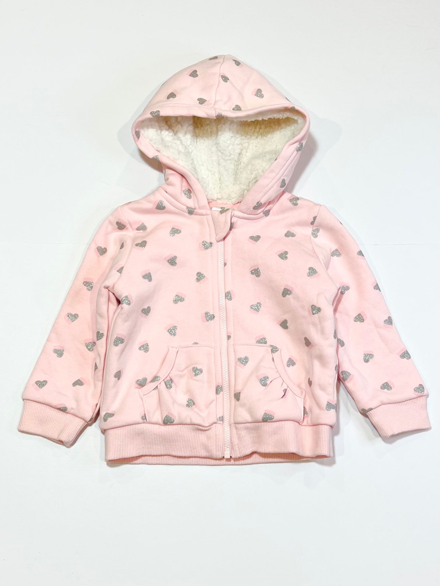 Glitter hearts sherpa hoodie - Size 1