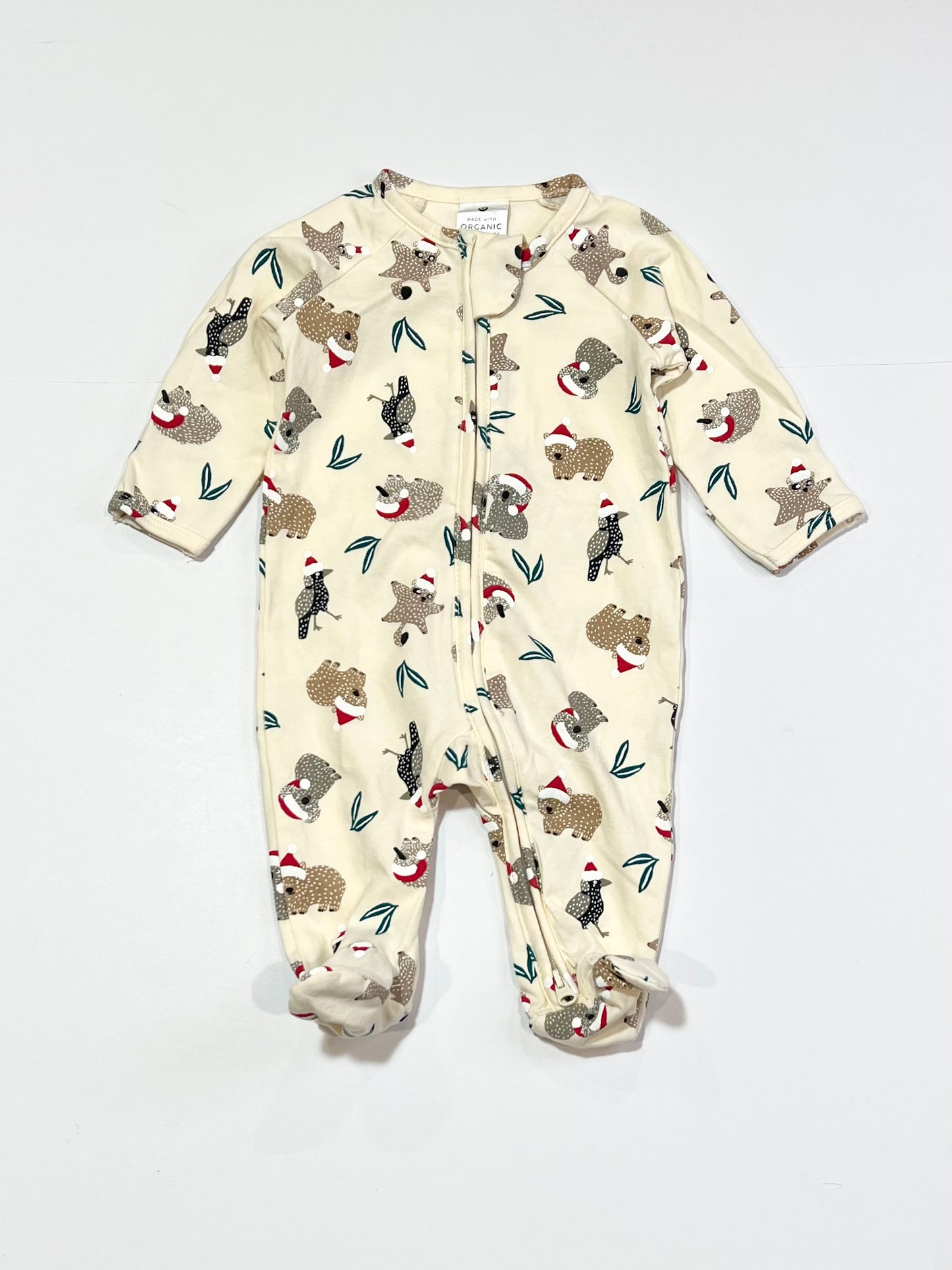 Aussie Christmas zip onesie - Size 0000