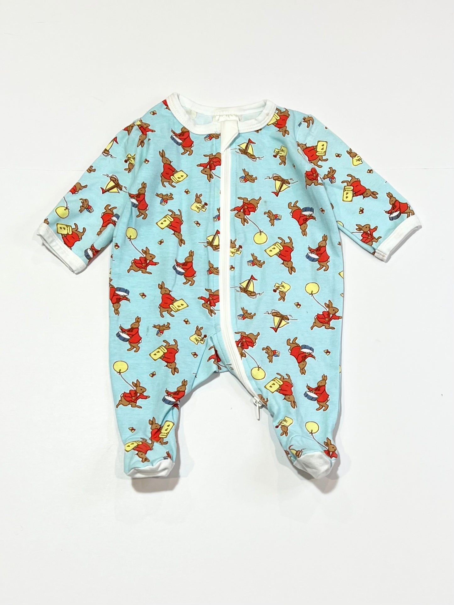 Blue bunny zip onesie - Size 0000