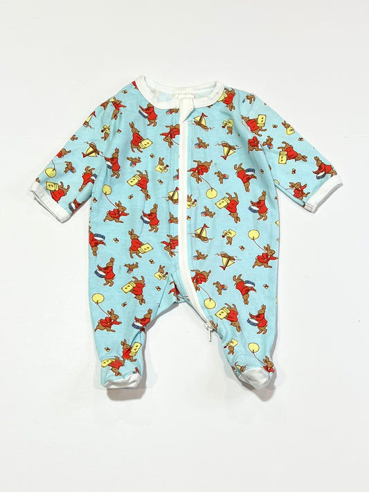 Blue bunny zip onesie - Size 0000