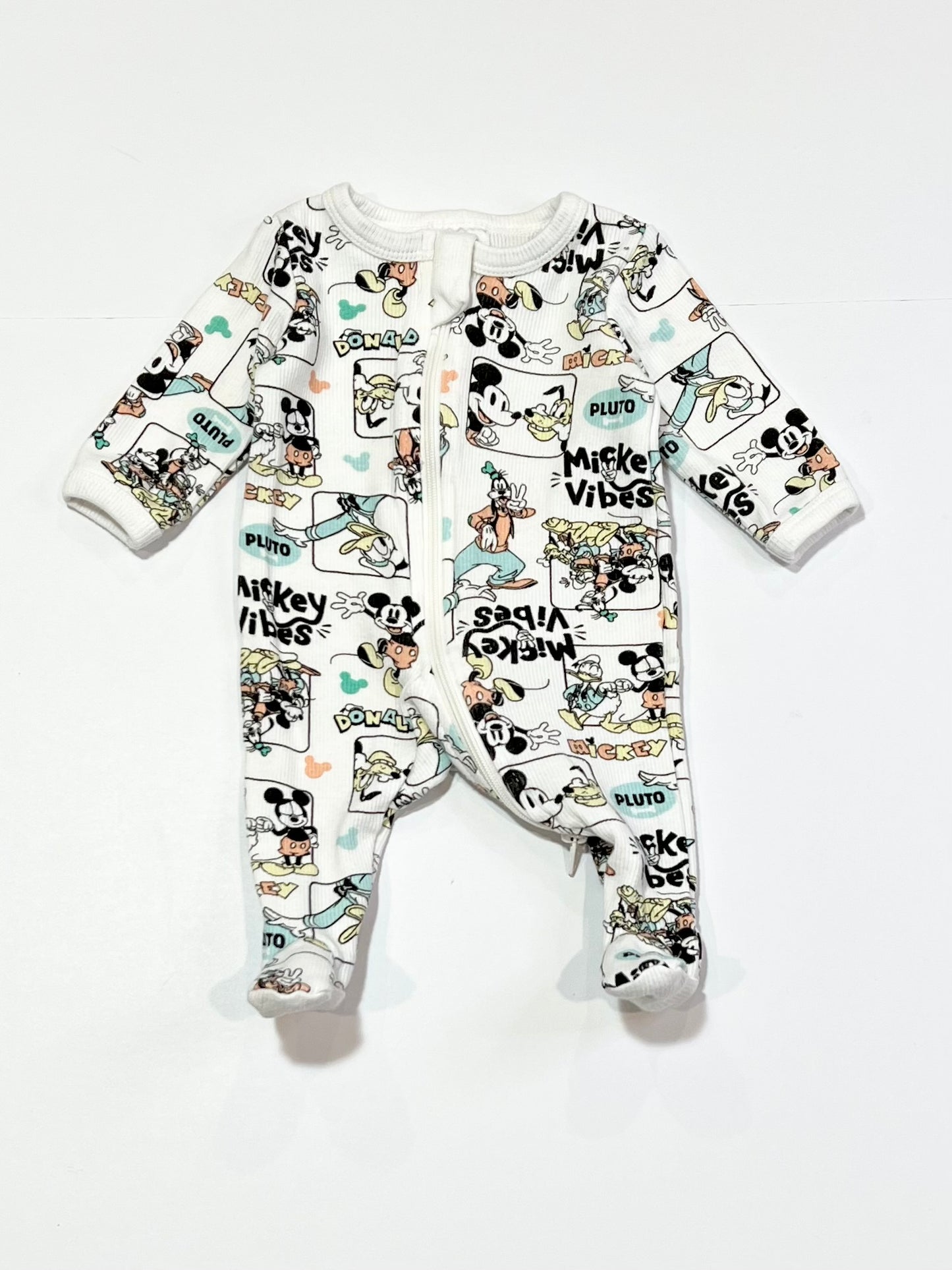 Ribbed Mickey zip onesie - Size 0000