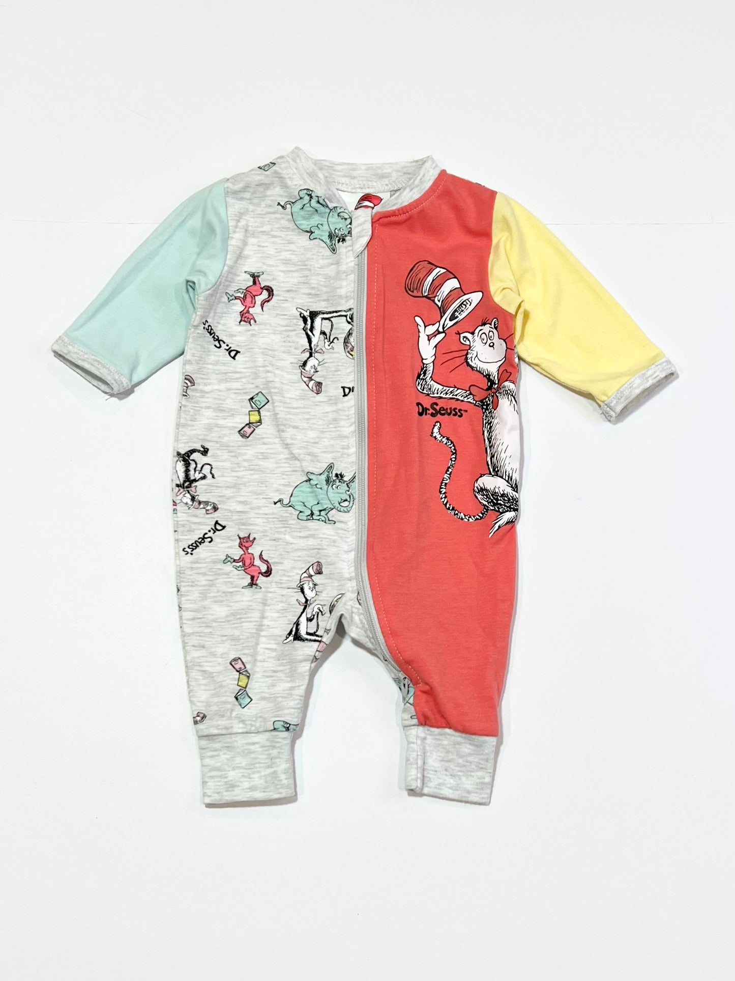 Cat in the Hat zip onesie - Size 0000