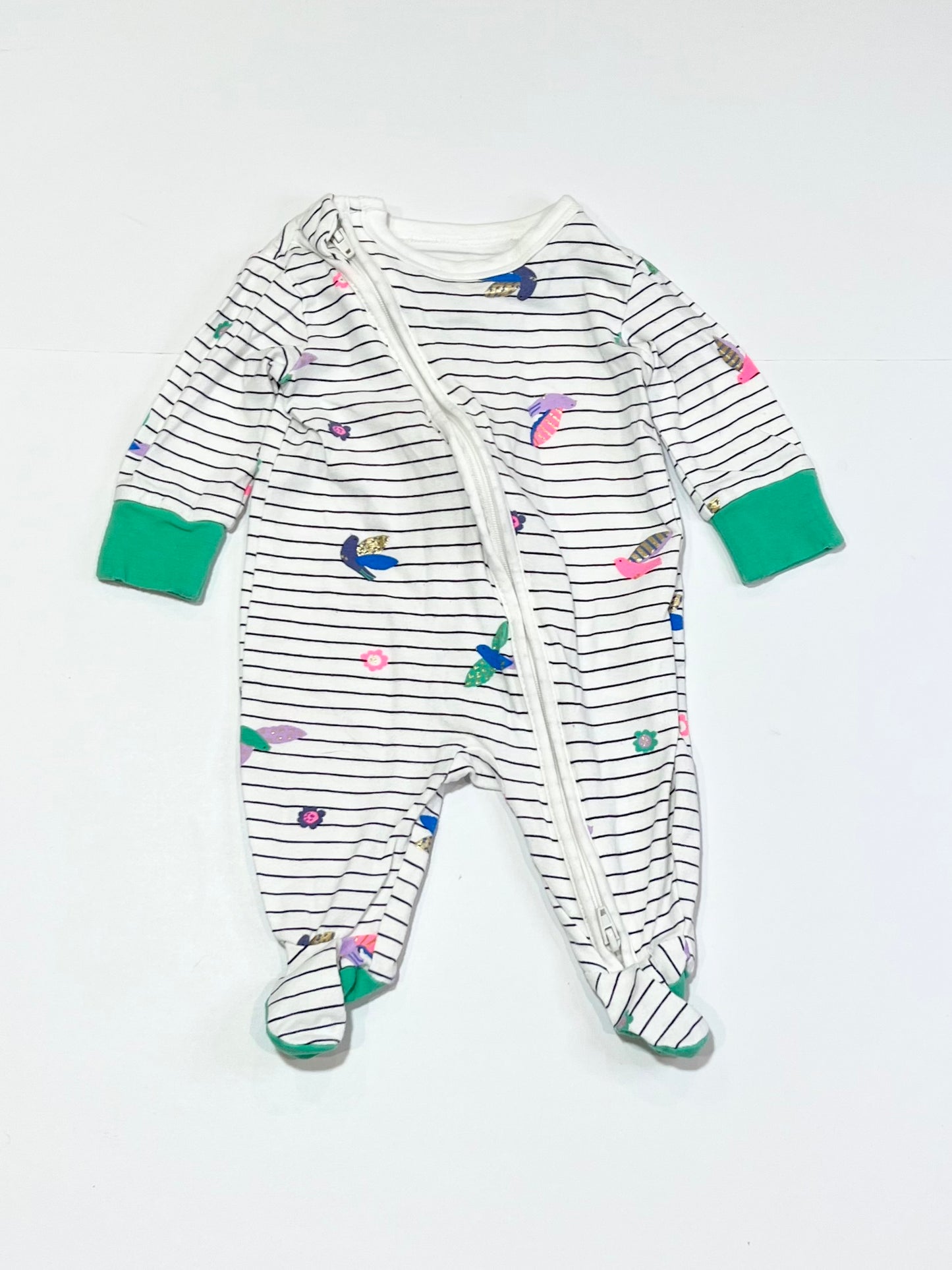 Birds zip onesie - Size 0000
