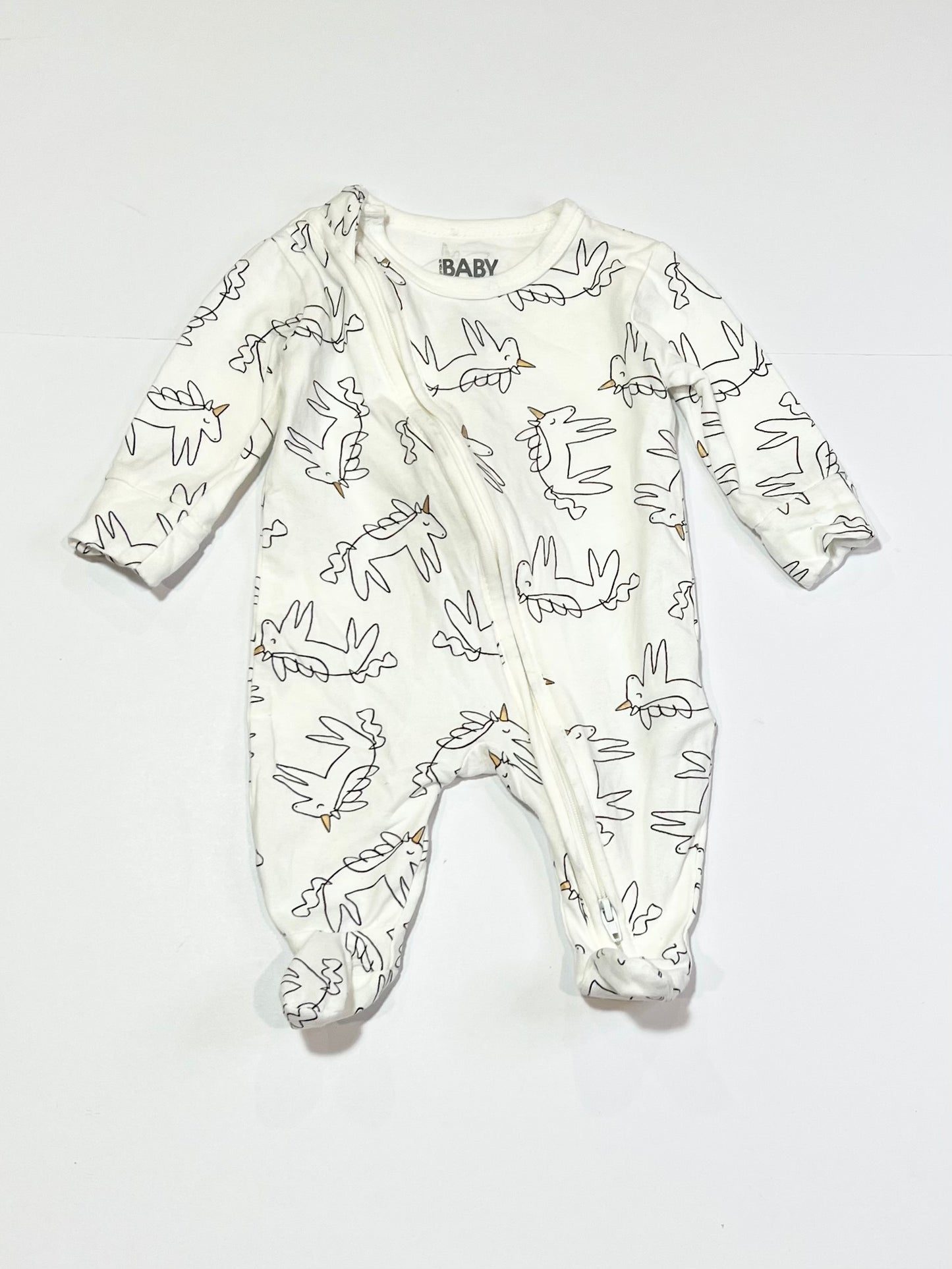 Unicorn zip onesie - Size 0000