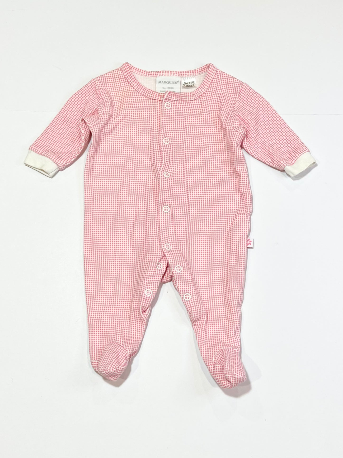 Pink checkered onesie - Size 0000